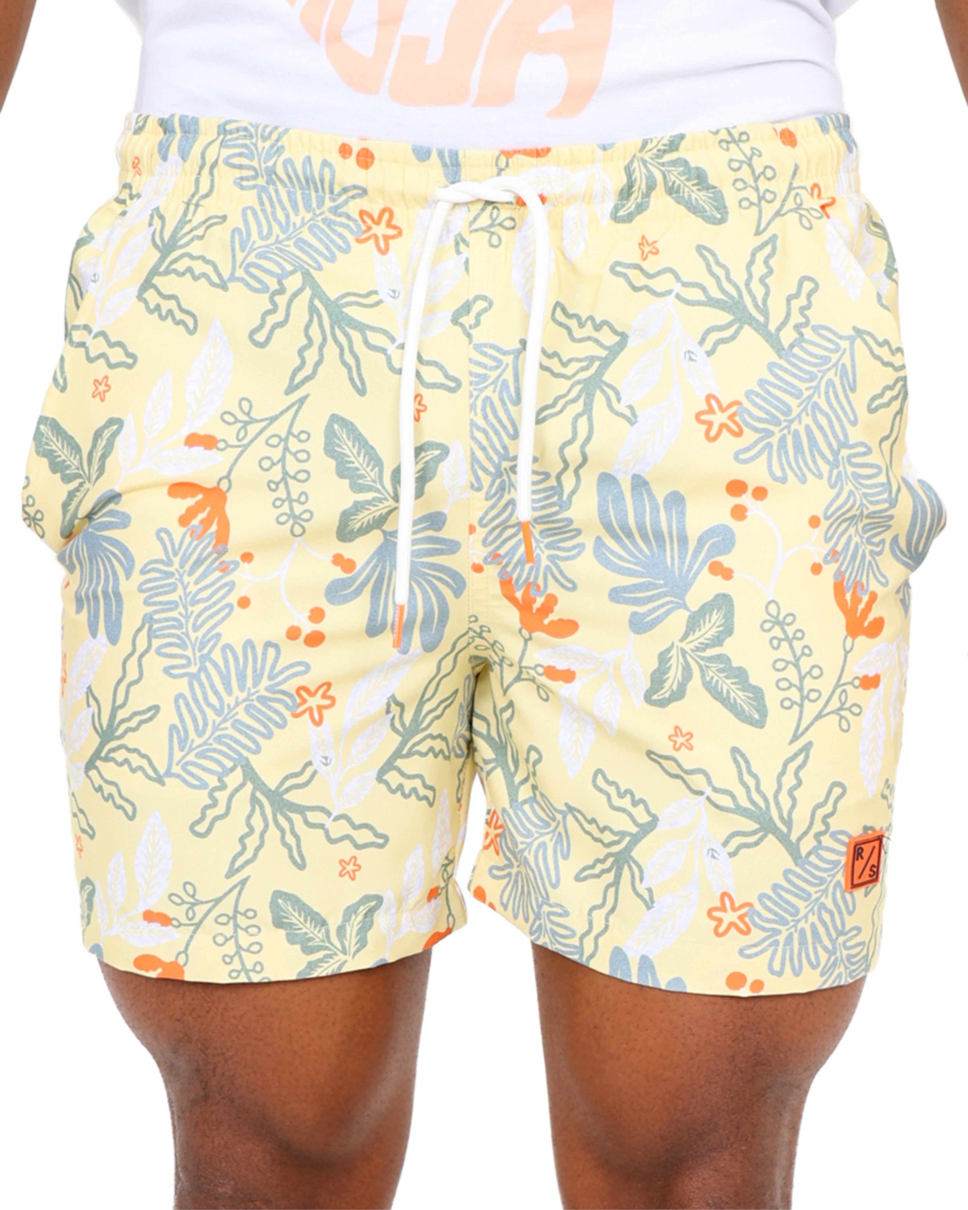 Multi Leaf Print Swim Shorts