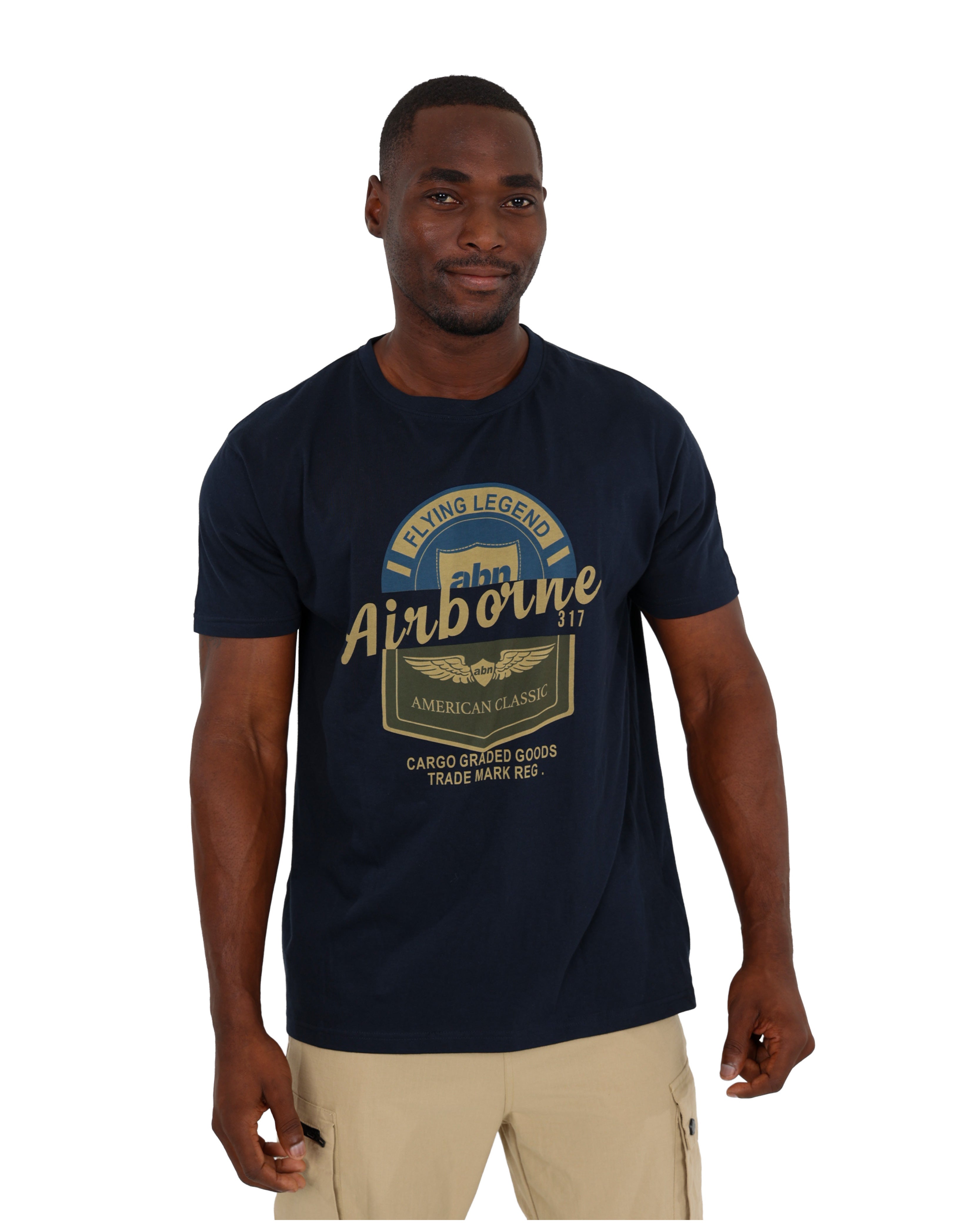 Short Sleeve Navy Airborne Graphic T-Shirt