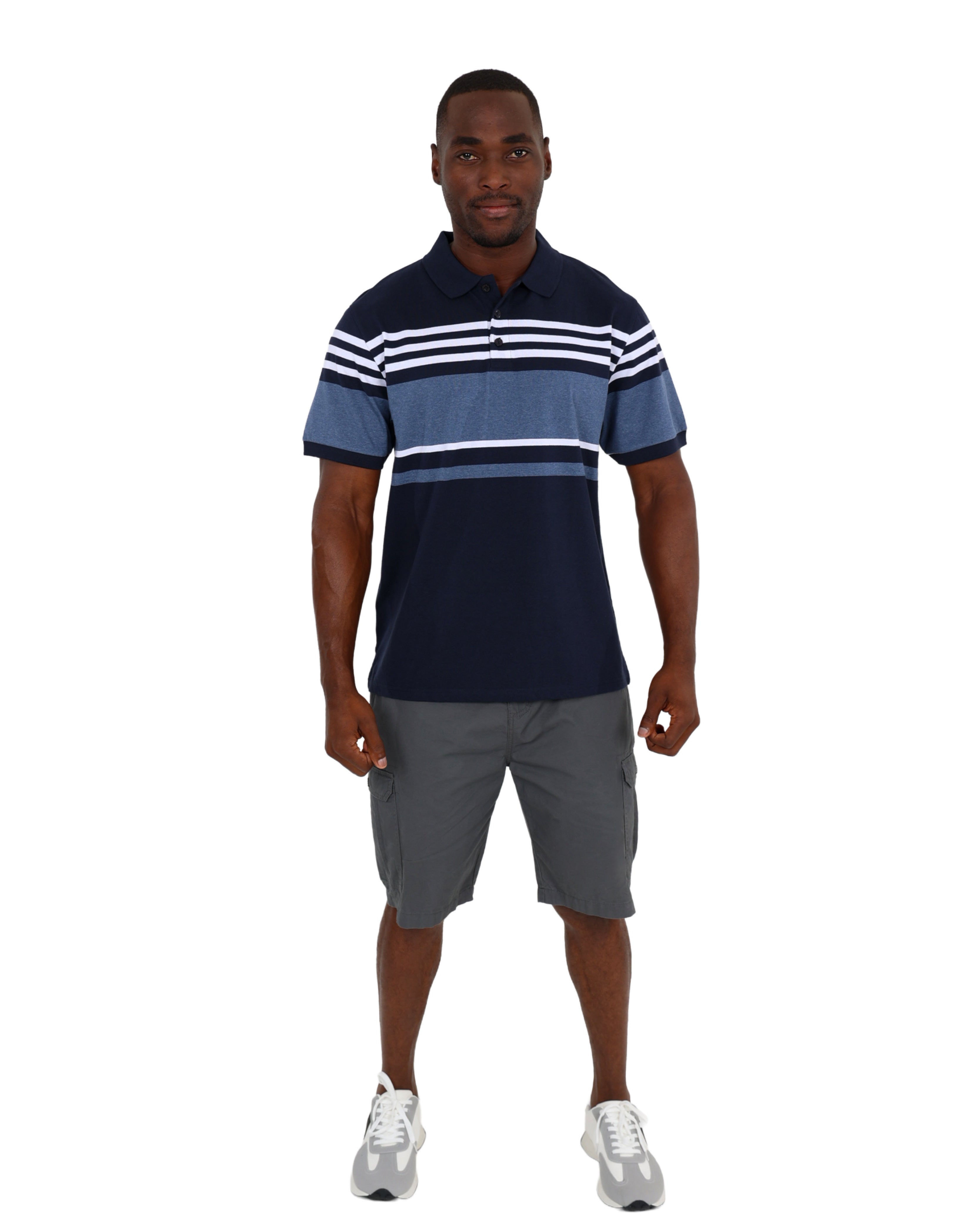 Short Sleeve Blue Stripe Yarn-dyed Golfer