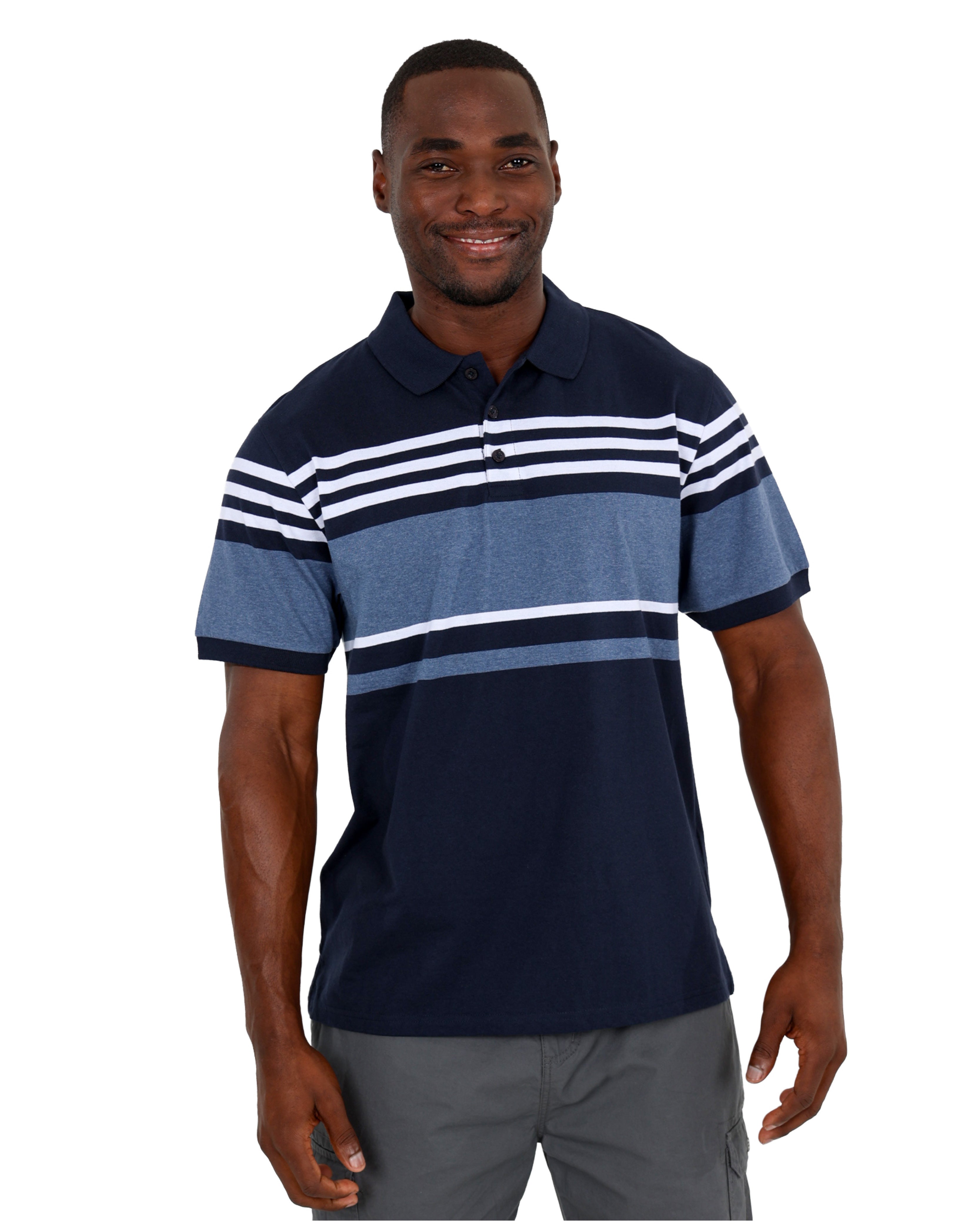 Short Sleeve Blue Stripe Yarn-dyed Golfer