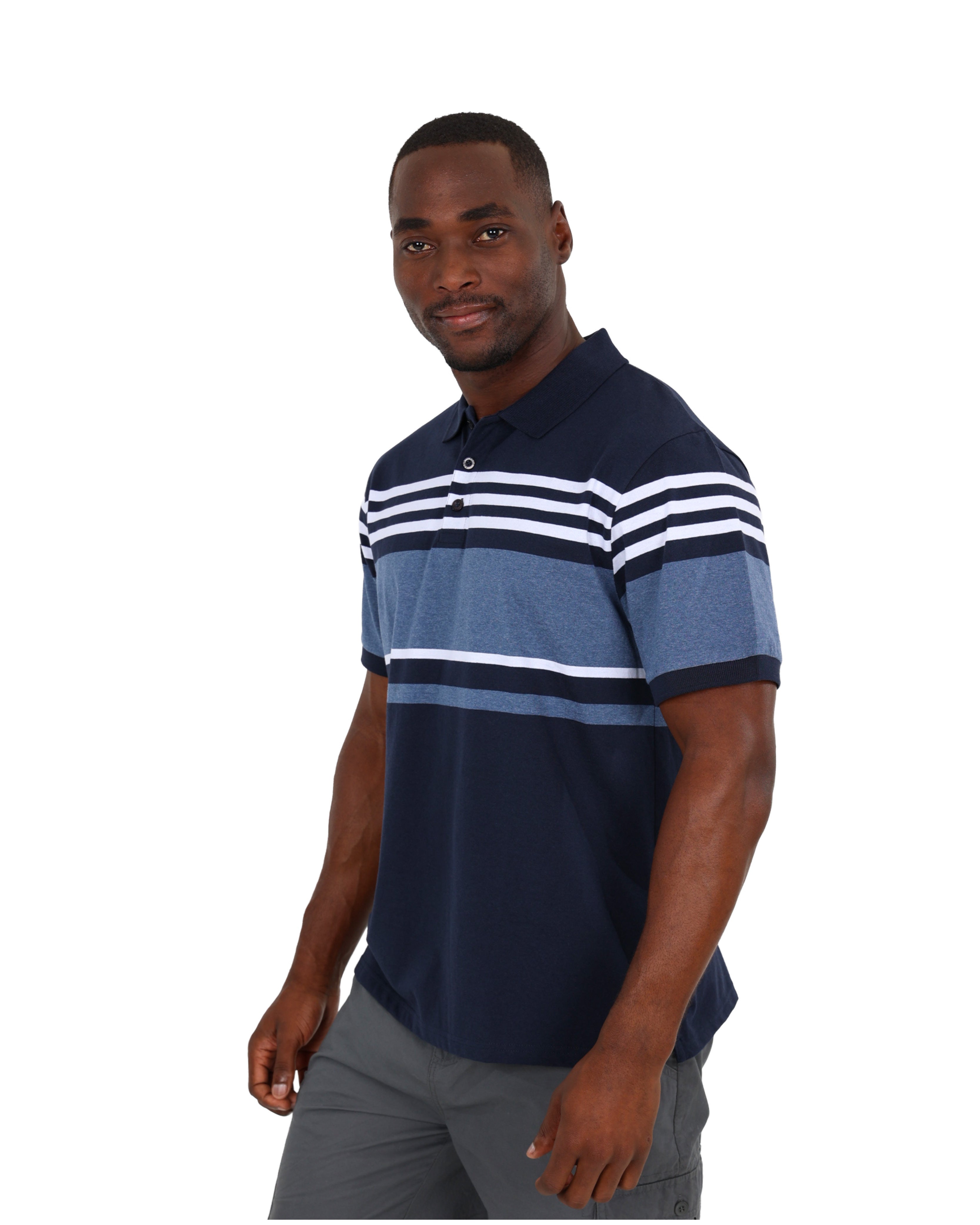 Short Sleeve Blue Stripe Yarn-dyed Golfer