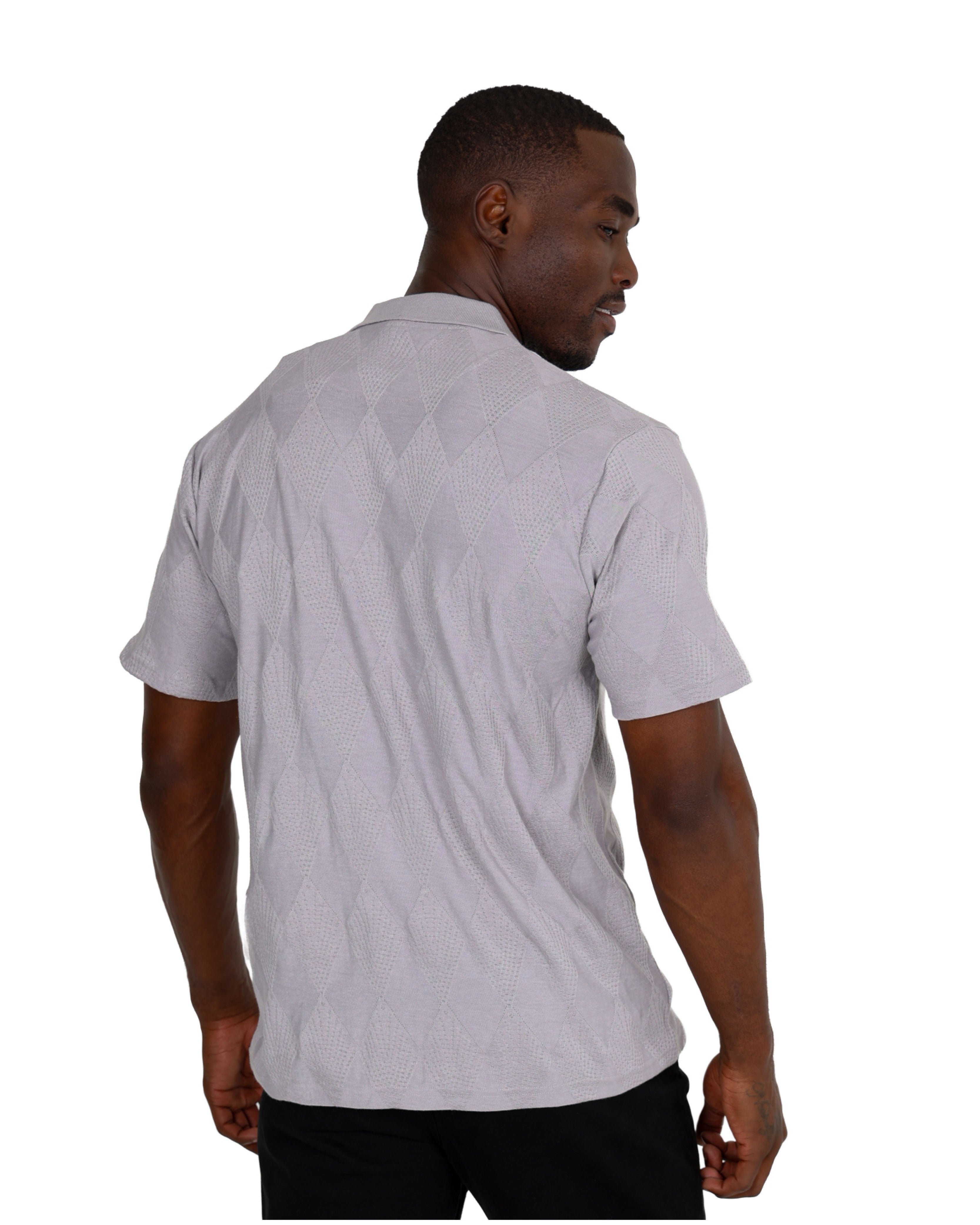Short Sleeve Silver Jacquard Golfer