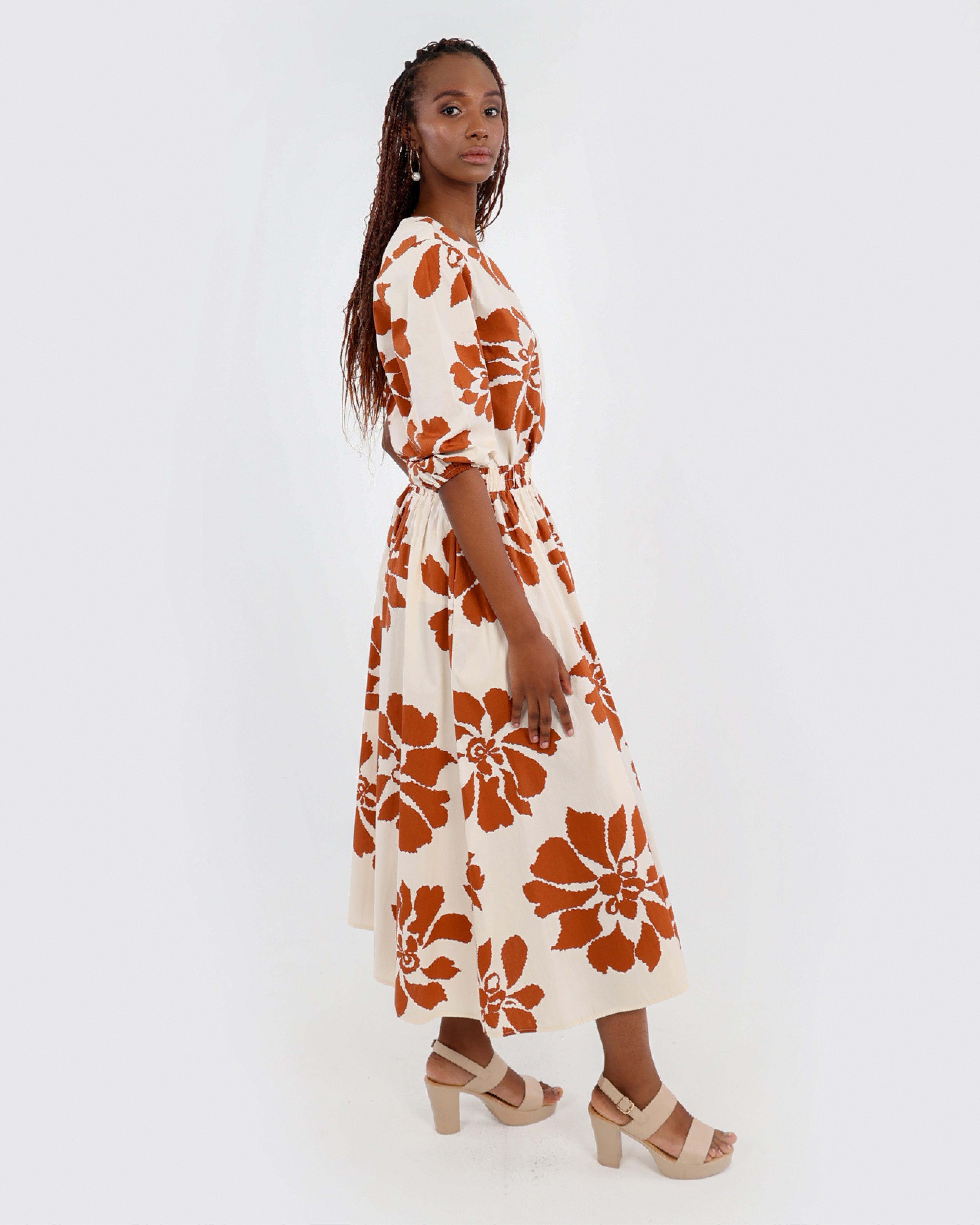 Printed Cotton Poplin Flared Skirt