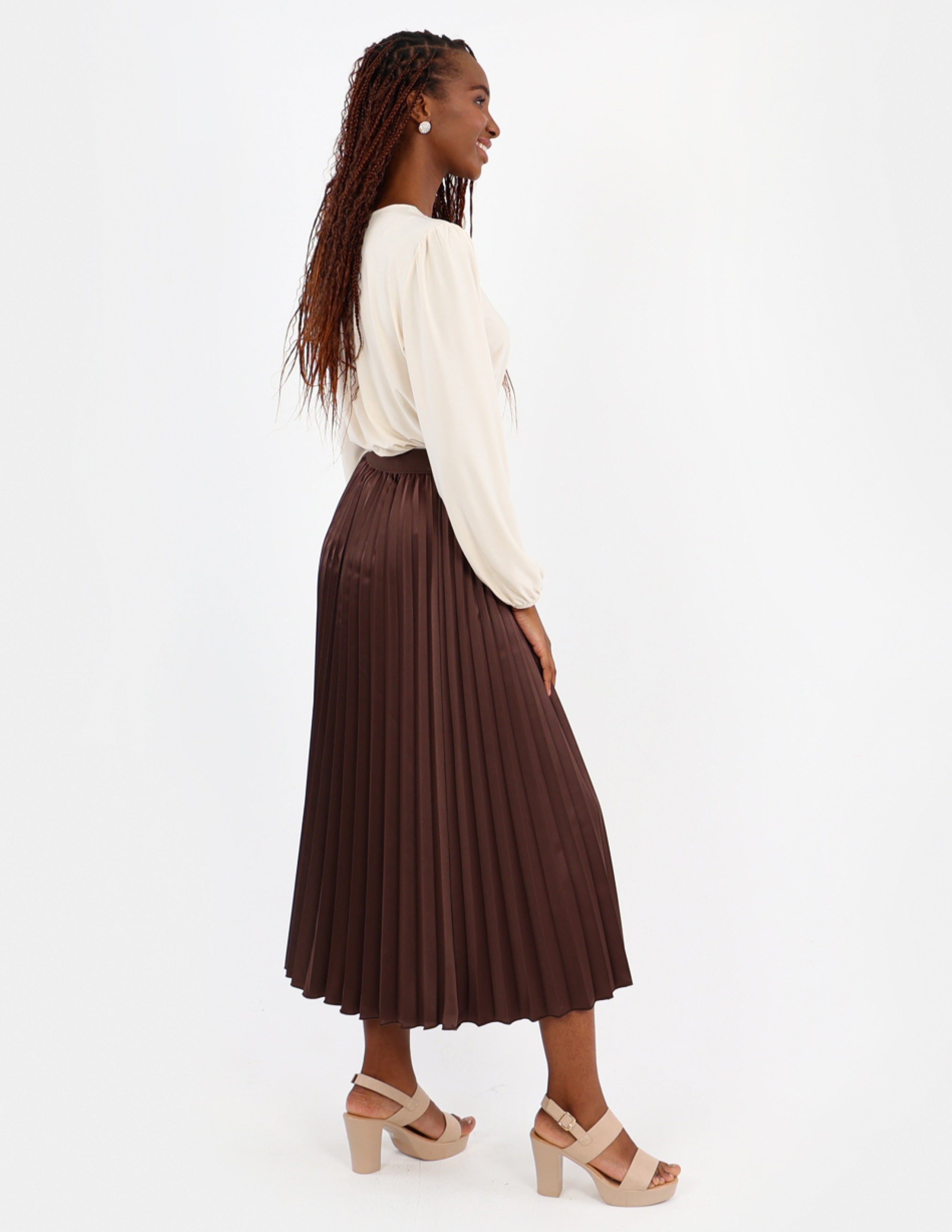 Satin Pleated Maxi Skirt
