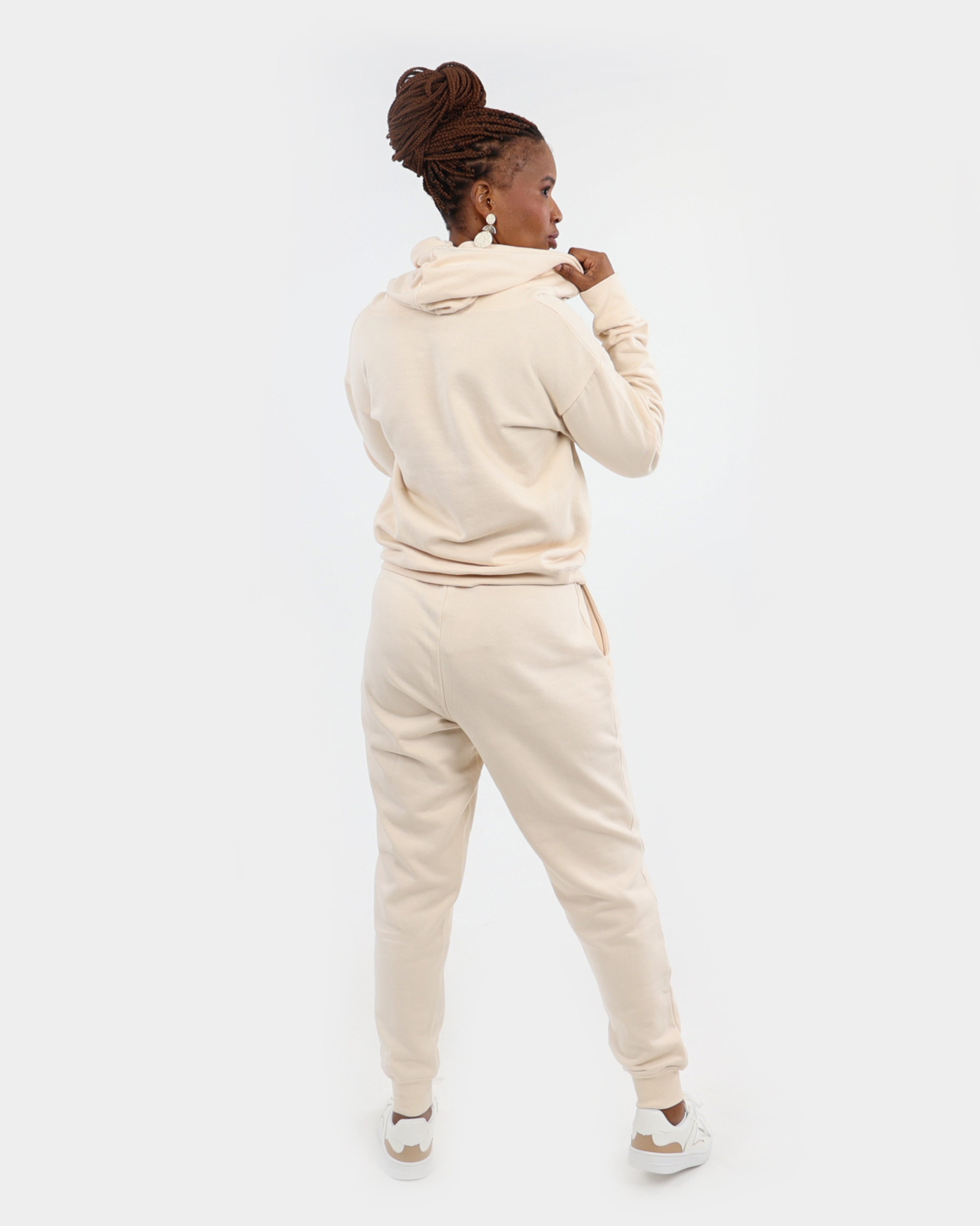 Cream Embroidered Joggers