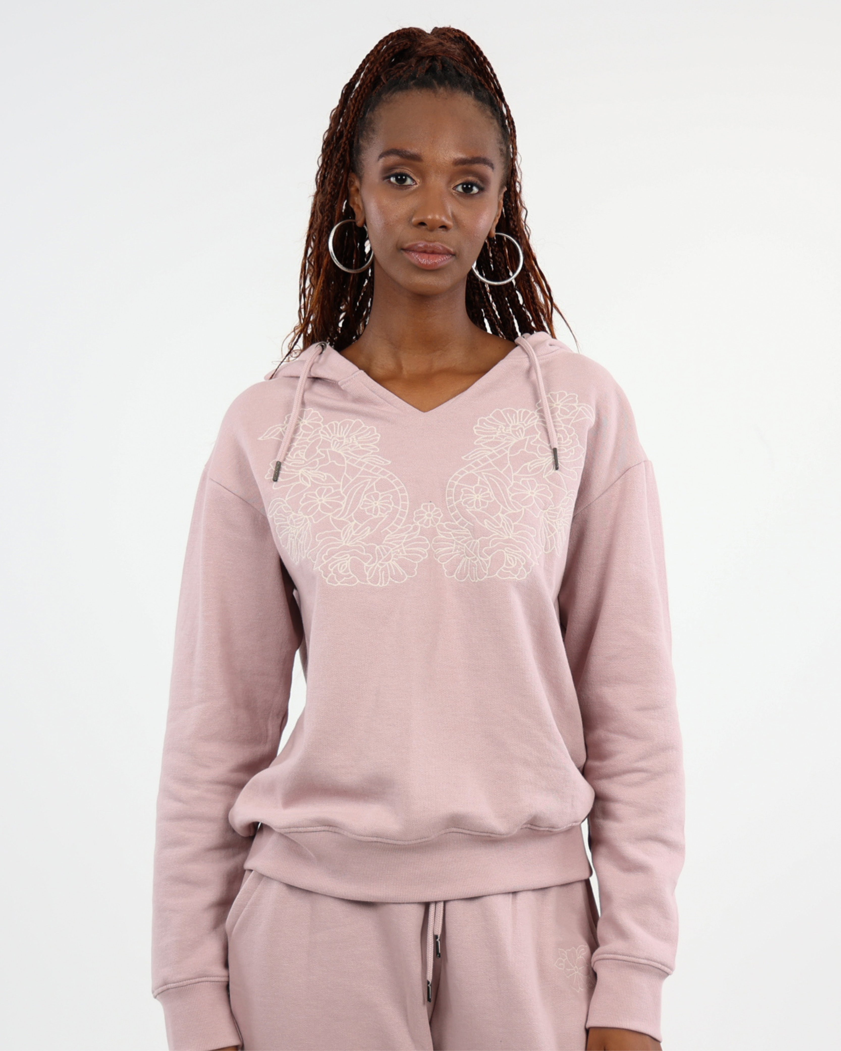 Lilac Embroidered Hoodie