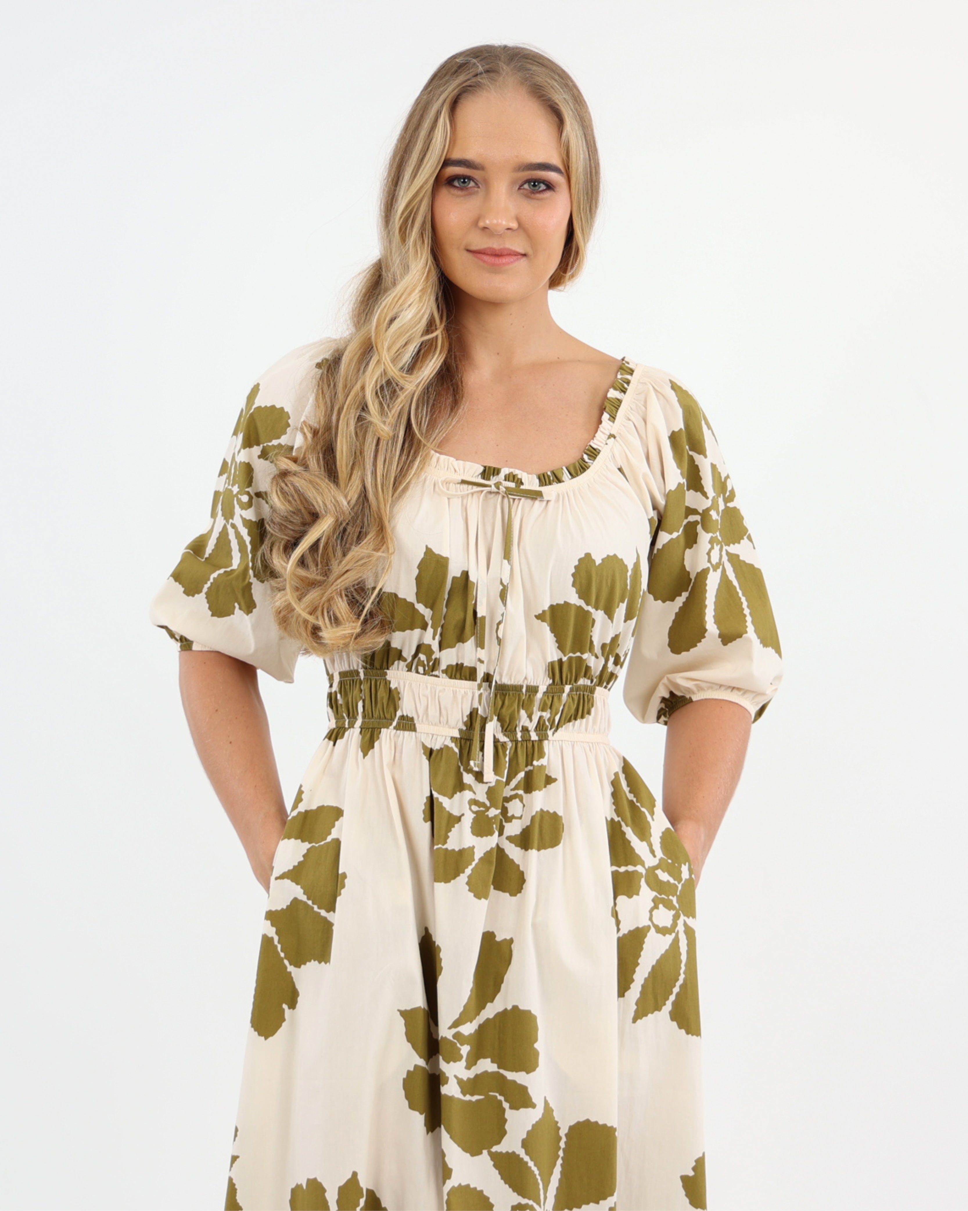 3/4 Sleeve Floral Print Dress