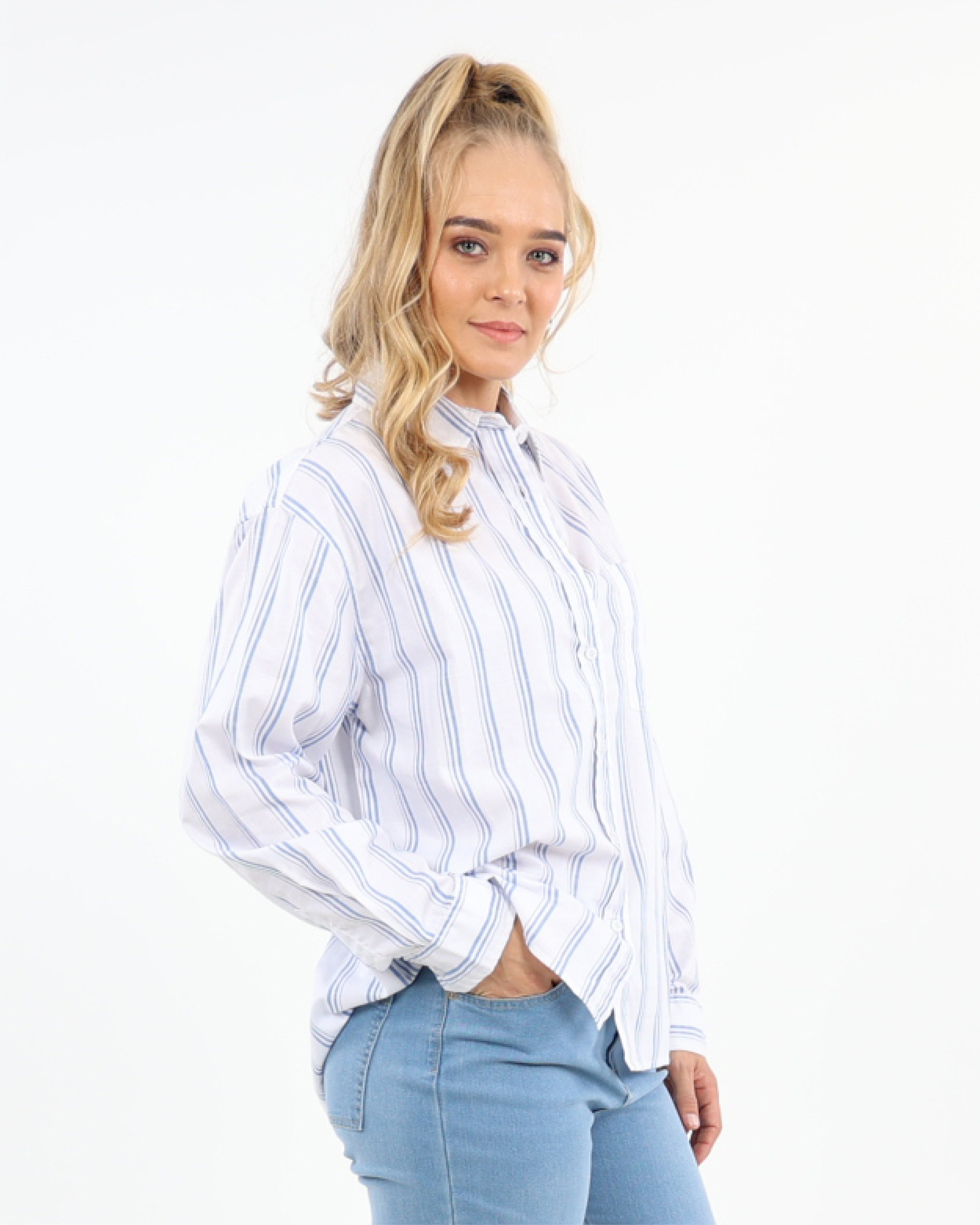 Blue Striped Long Sleeve Shirt