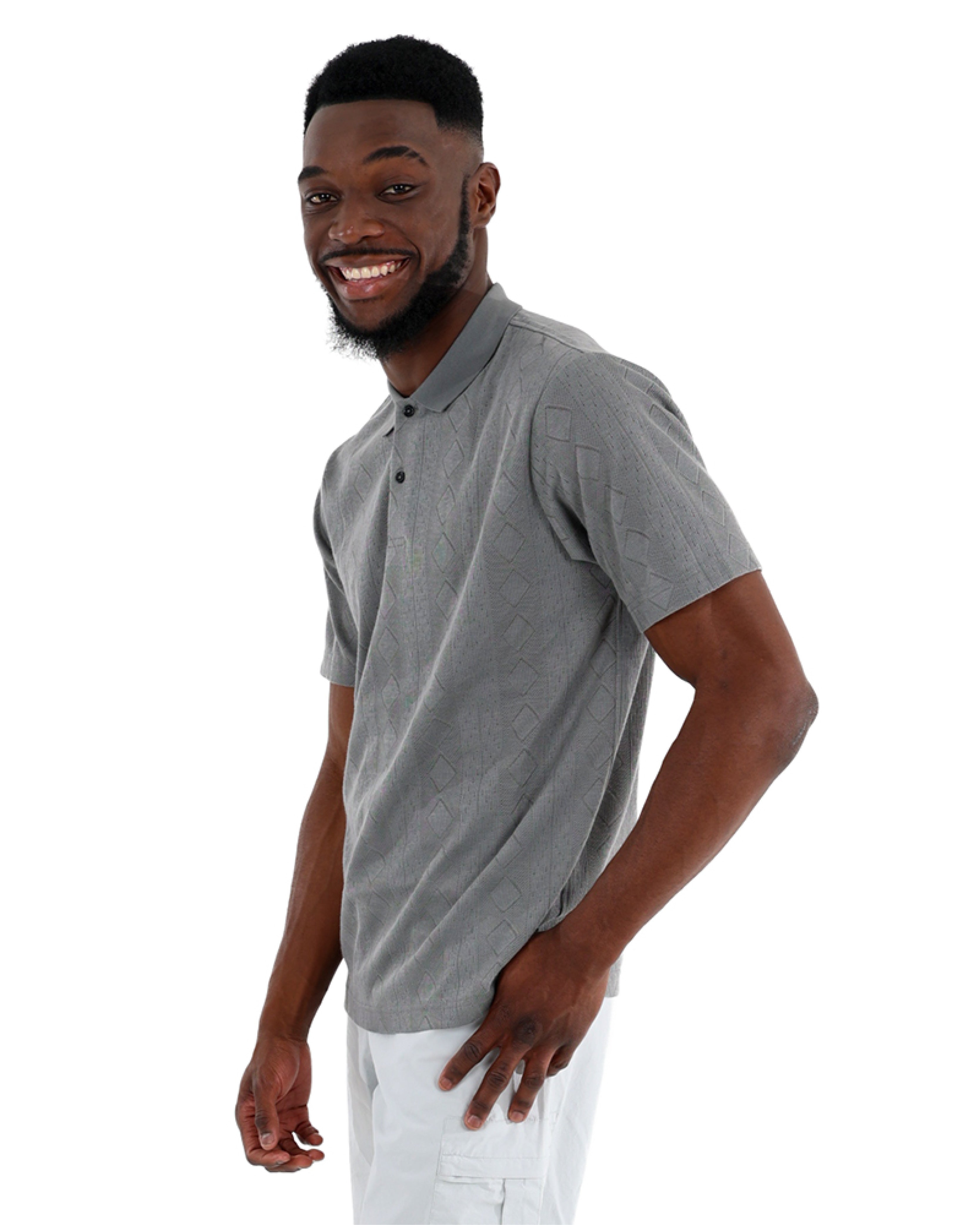 Short Sleeve Silver Jacquard Golfer