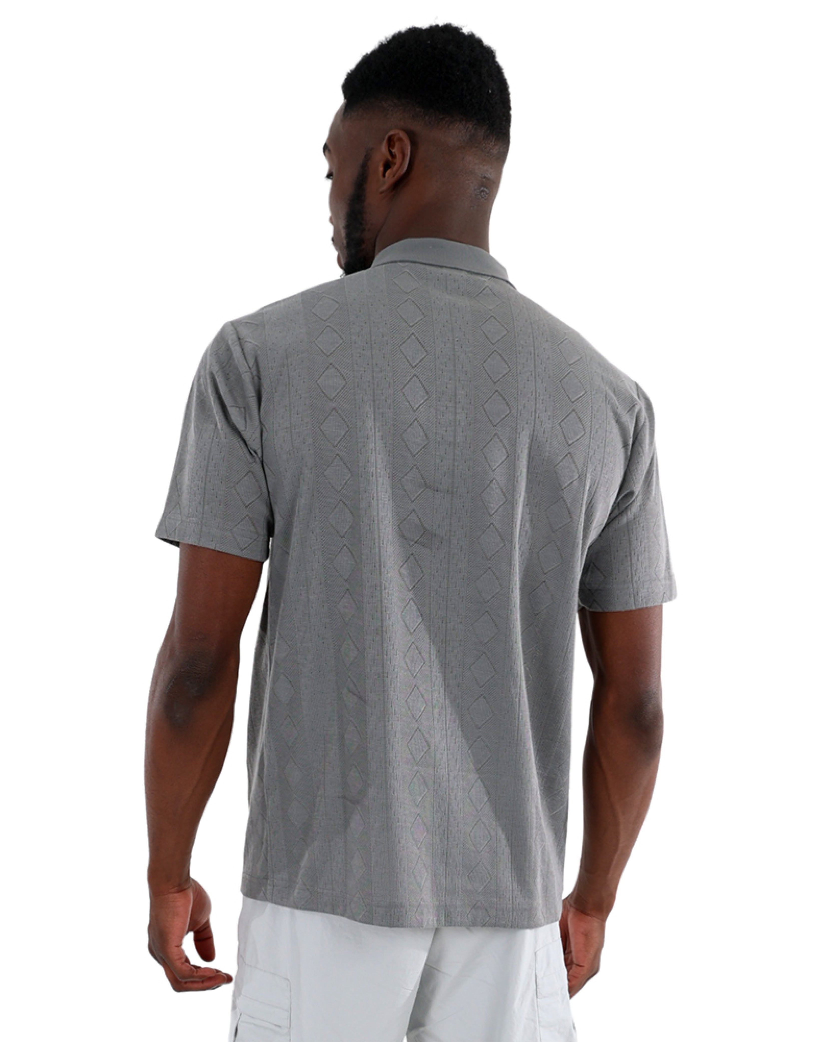 Short Sleeve Silver Jacquard Golfer