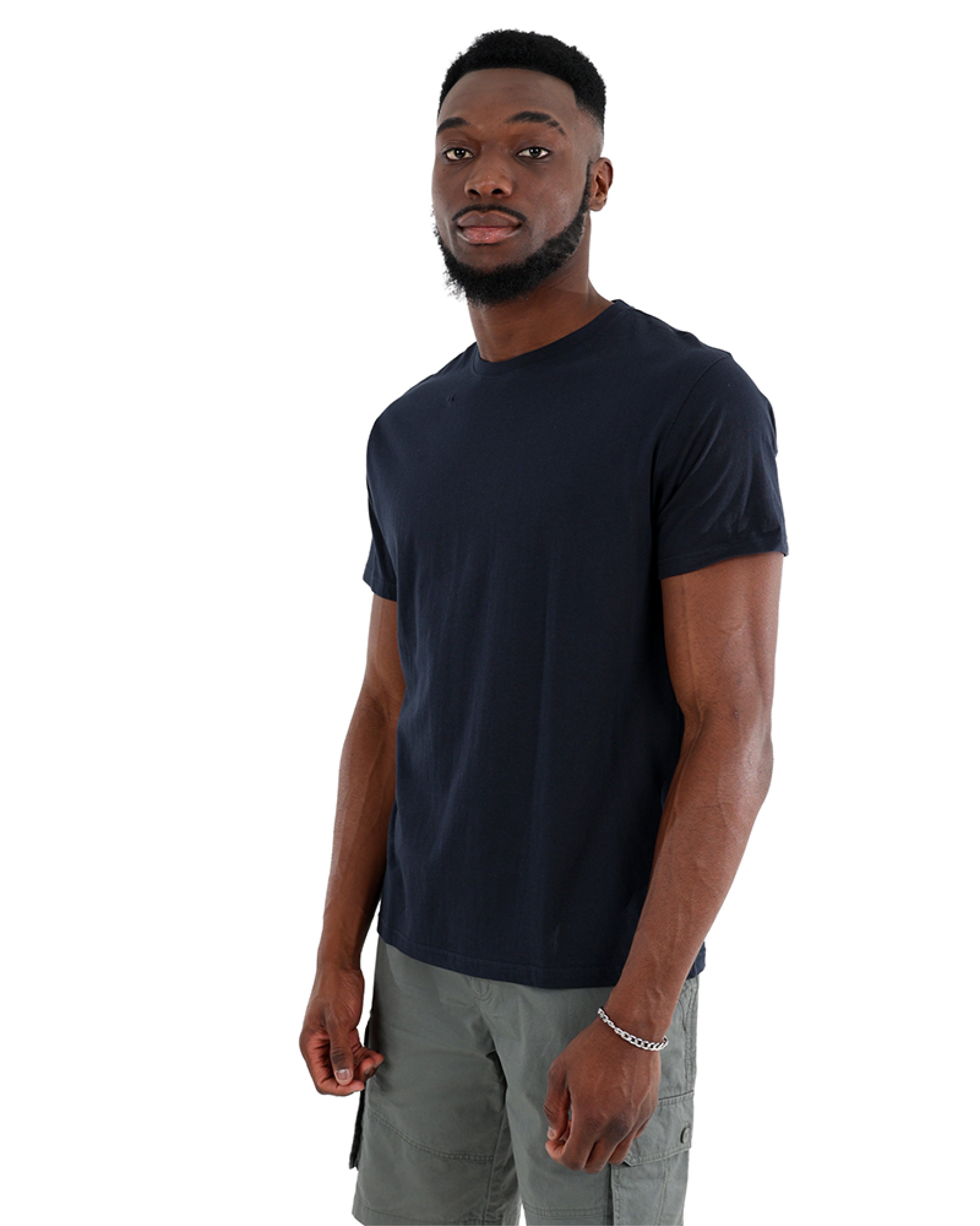 Short Sleeve Navy Cotton T-Shirt