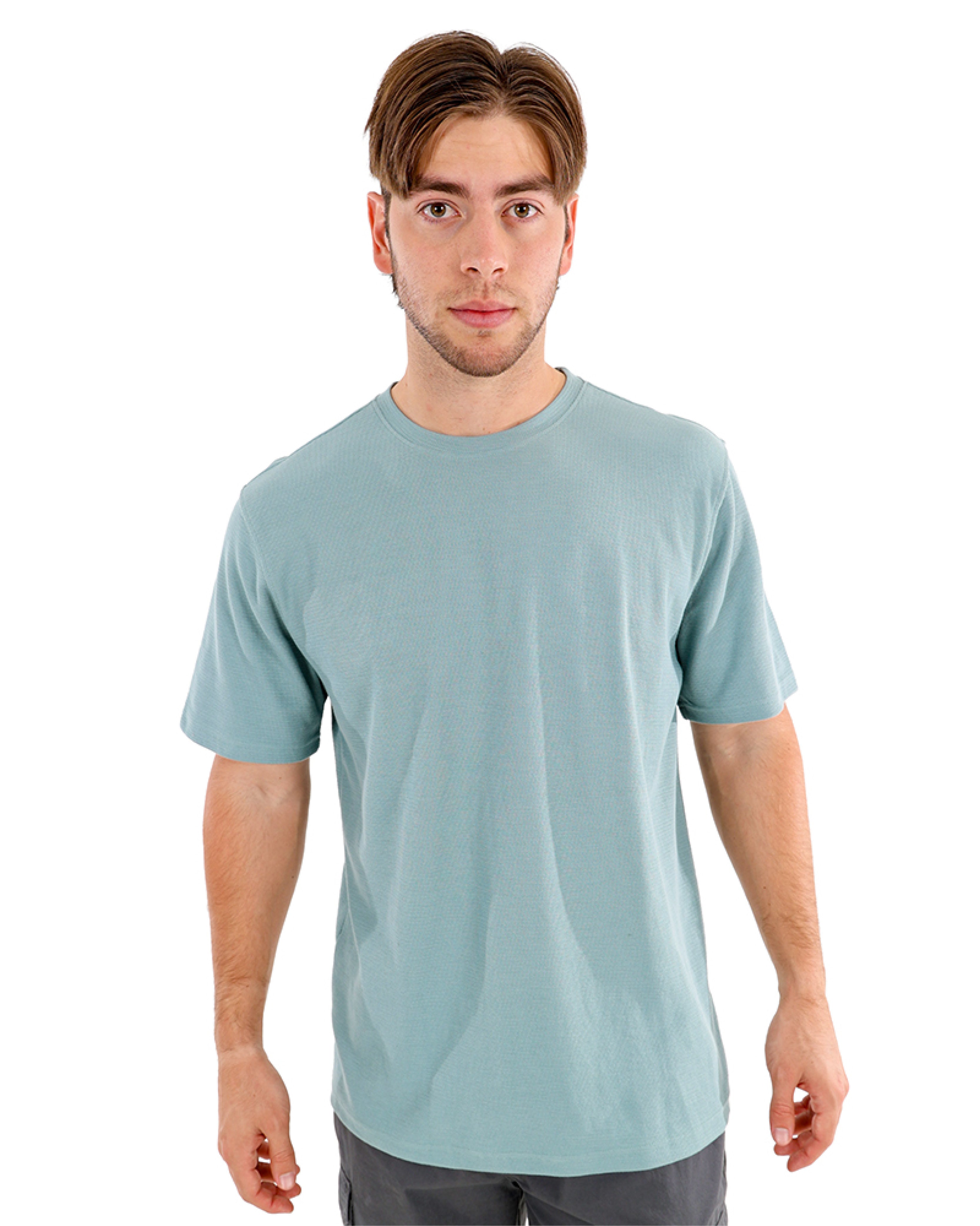 Short Sleeve Textured Sage Crew Neck T-Shirt