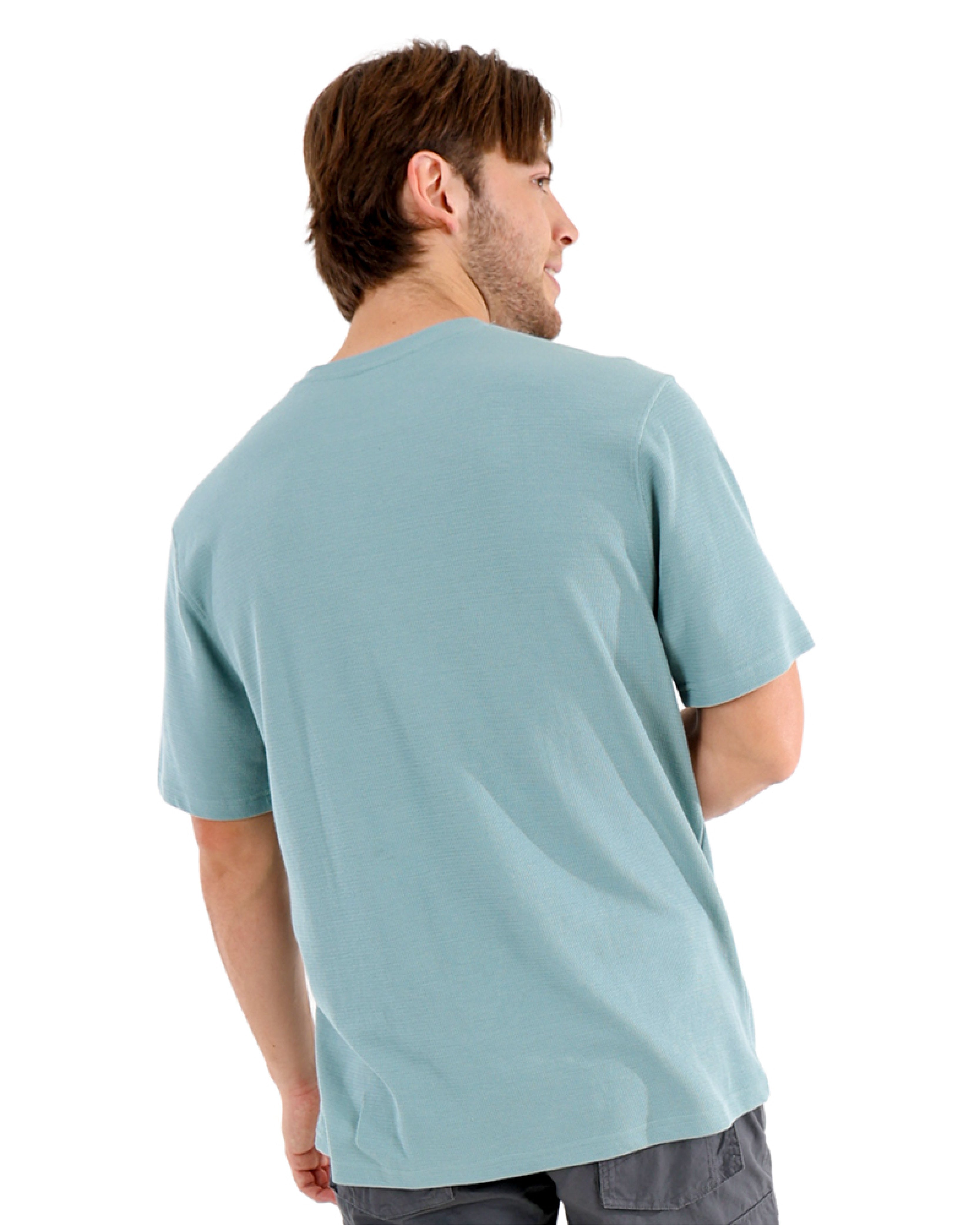 Short Sleeve Textured Sage Crew Neck T-Shirt