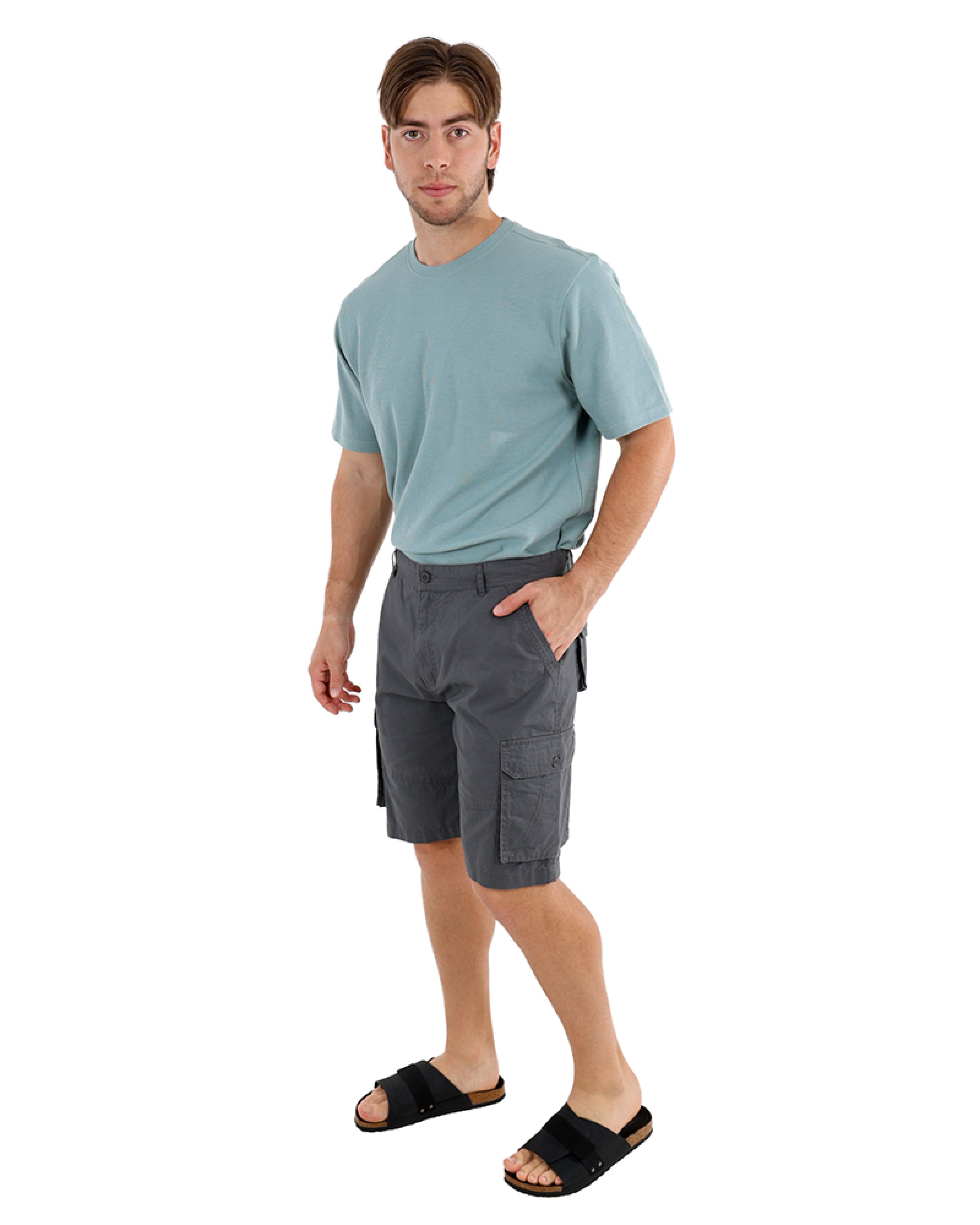 Cotton Twill Charcoal Cargo Shorts