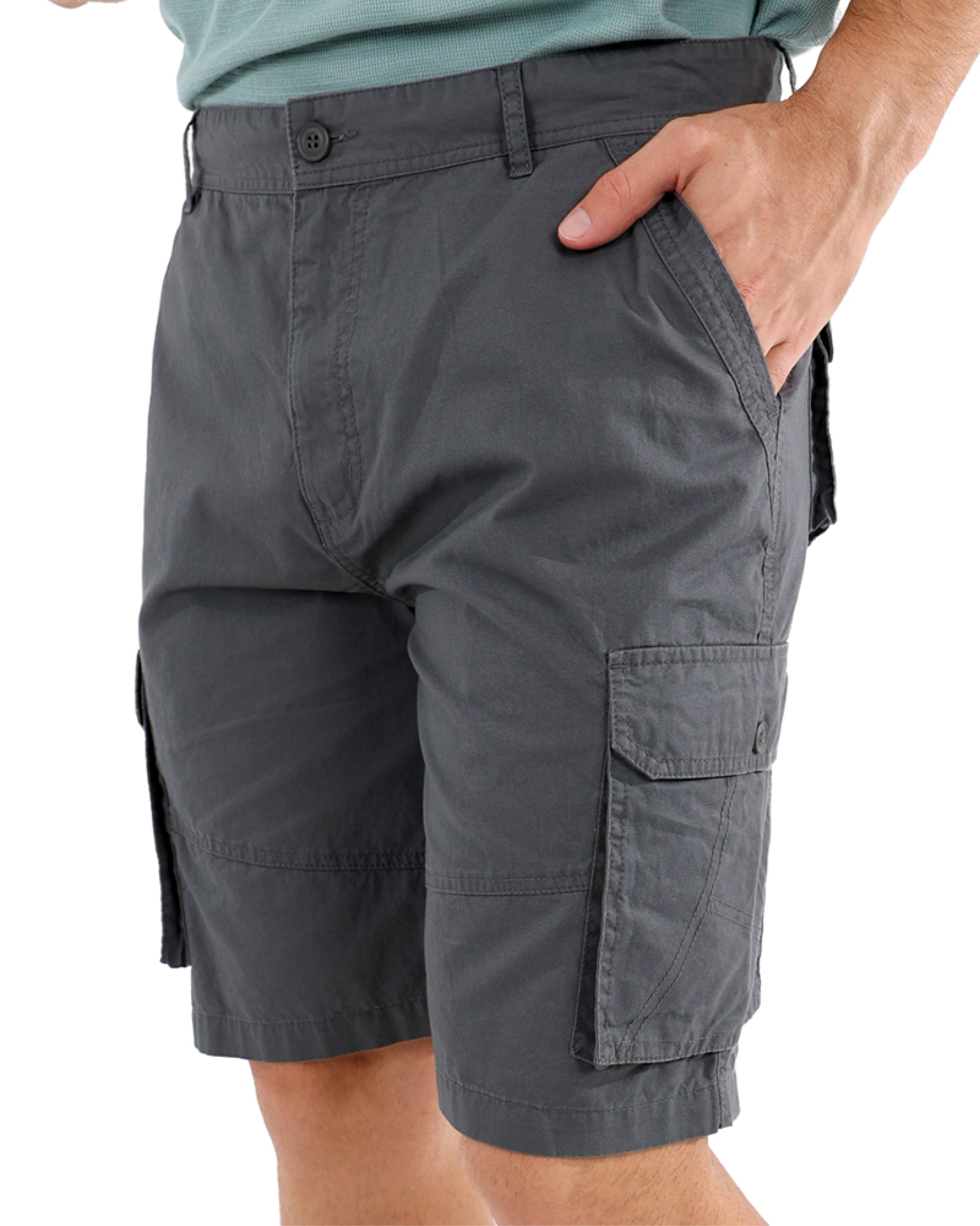 Cotton Twill Charcoal Cargo Shorts