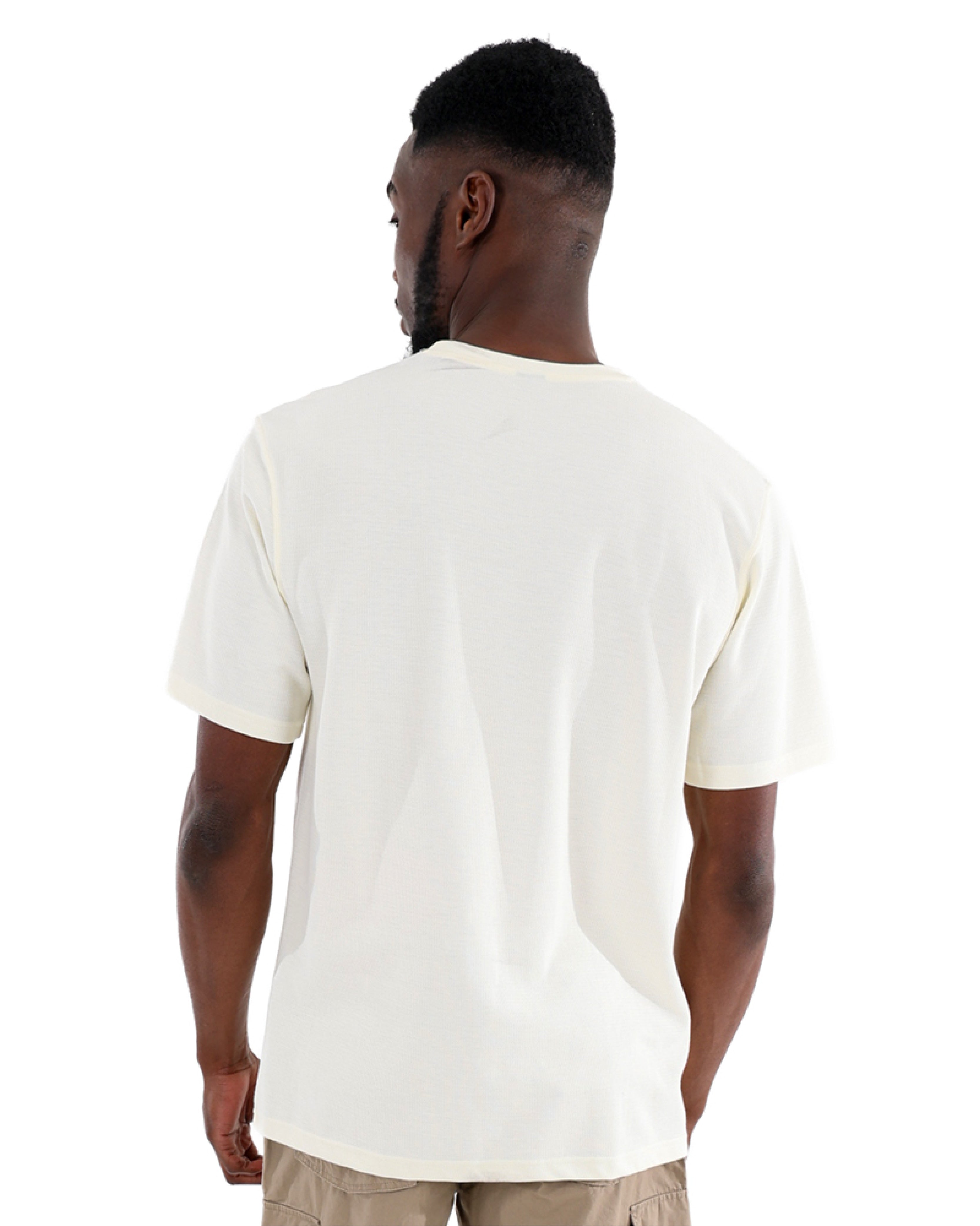 Short Sleeve Texture Cream Crew Neck T-Shirt