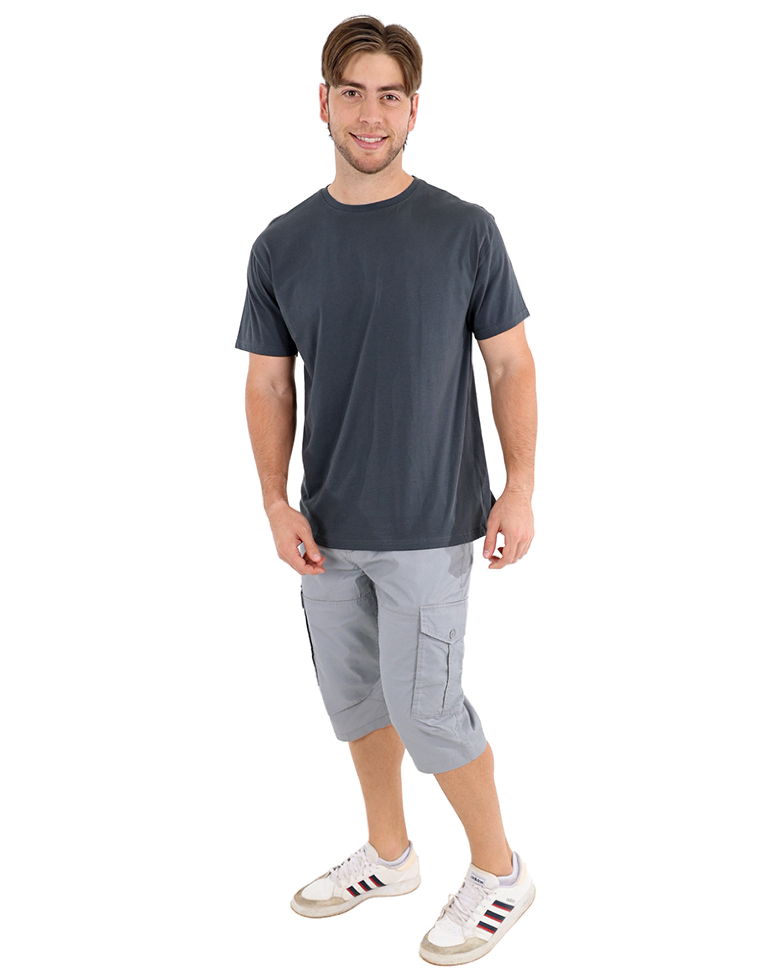 Light Grey Cotton Twill Clamdigger Shorts