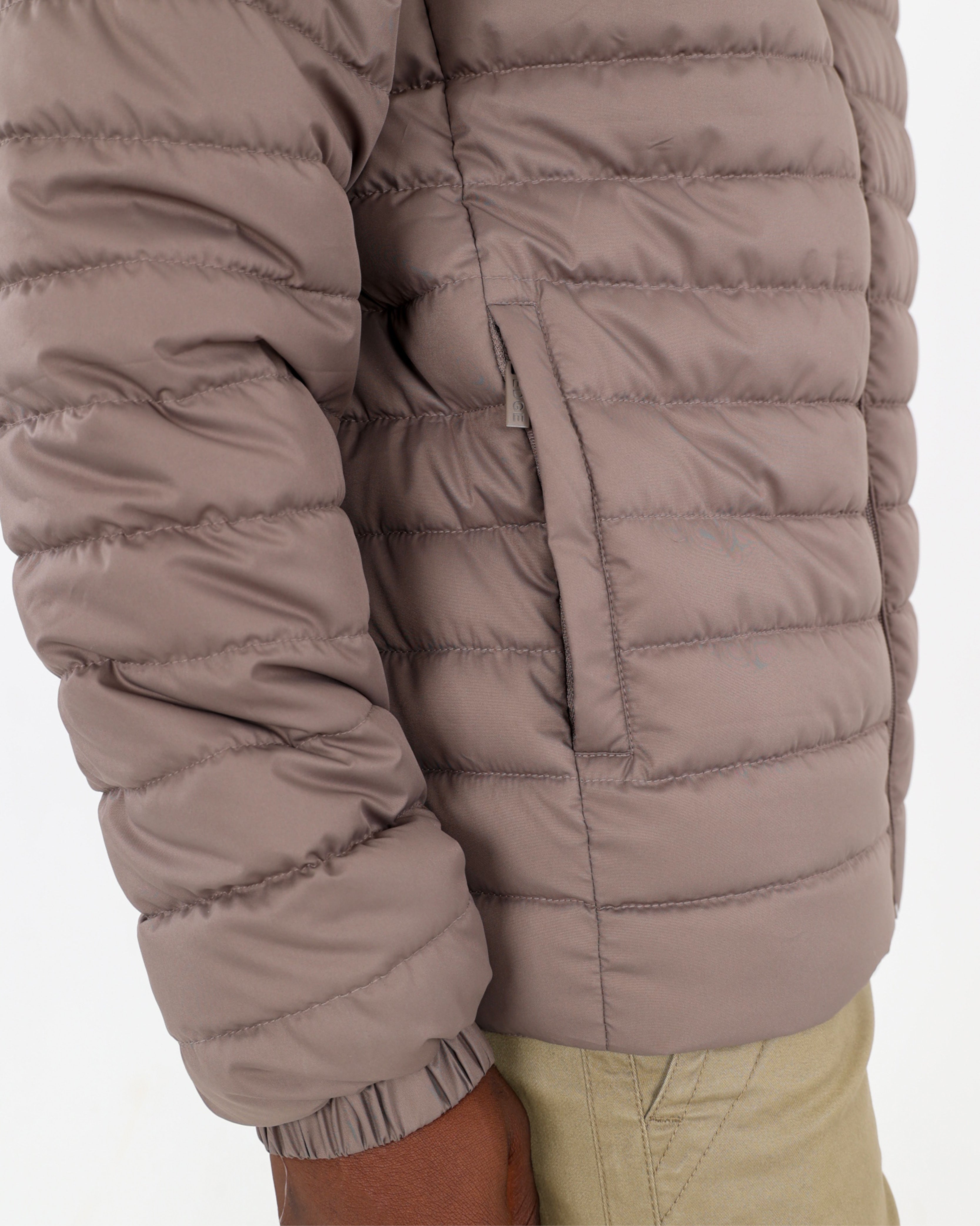 Taupe Quilted Puffer Jacket