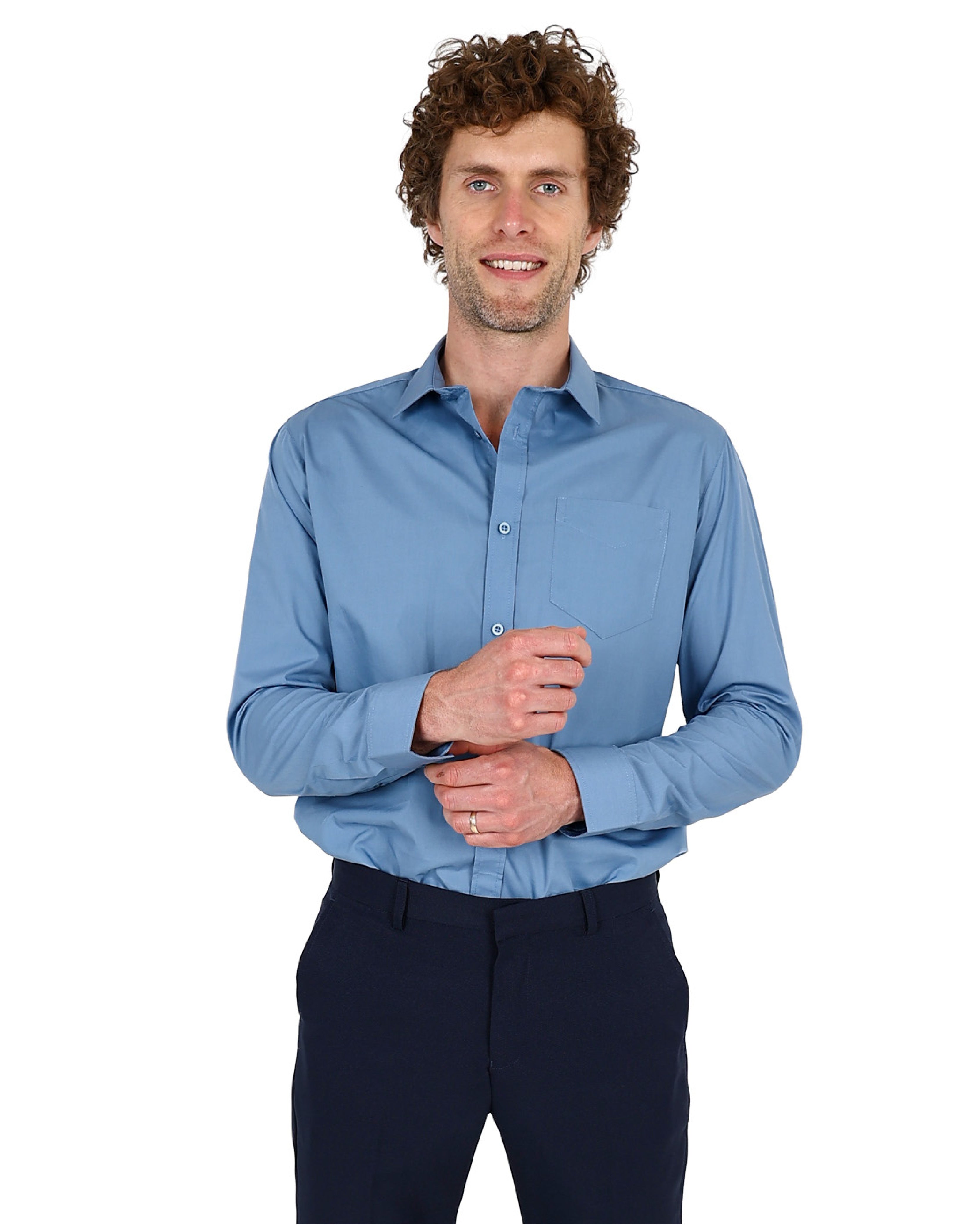 Long Sleeve Teal Chambray Formal Shirt