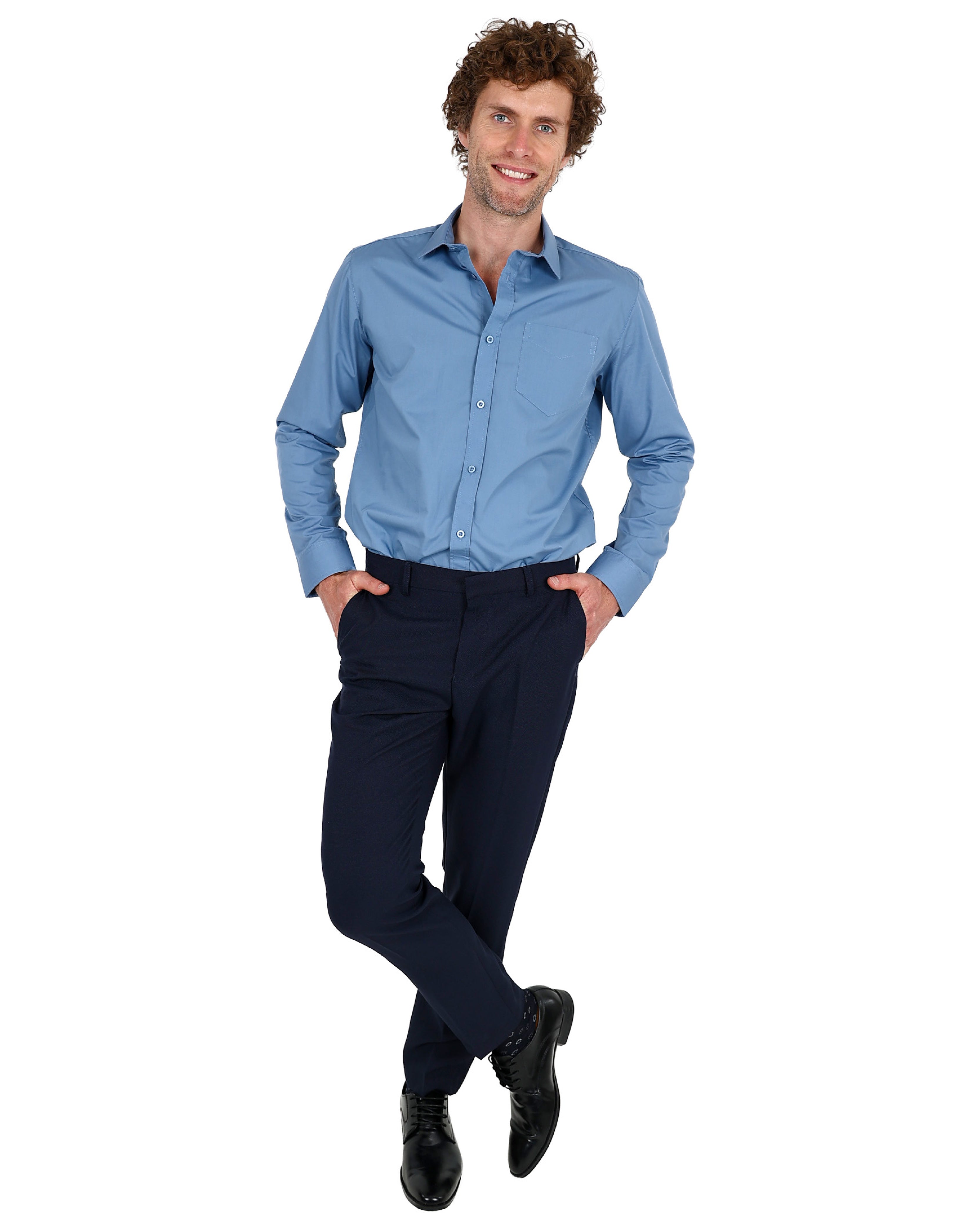 Teal Chambray Classic Long Sleeve Formal Shirt