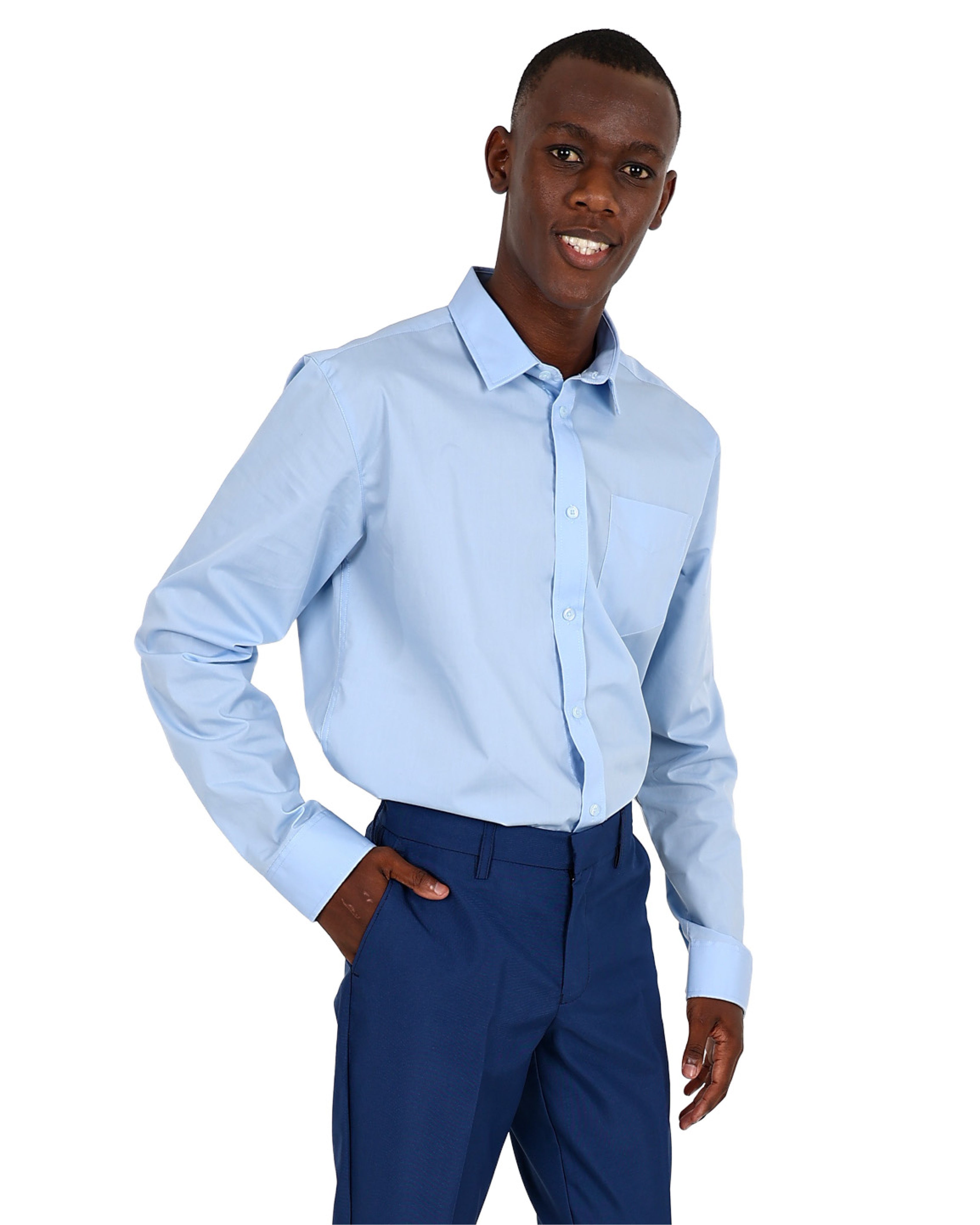 Light Blue Chambray Long Sleeve Classic Formal Shirt
