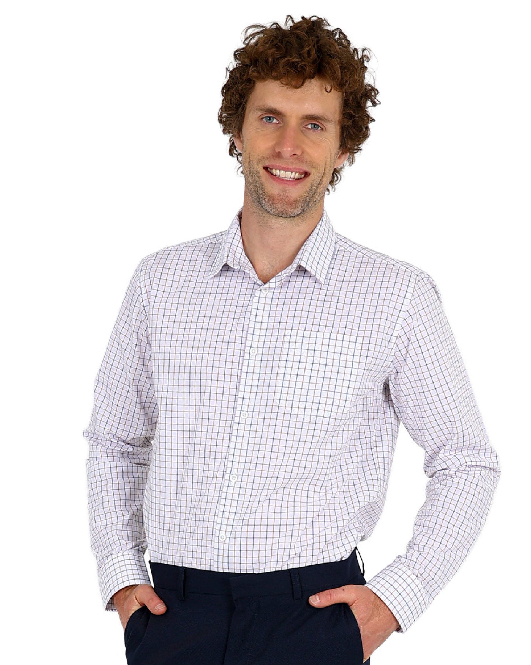 Stone Long Sleeve Yarndye Check Formal Shirt