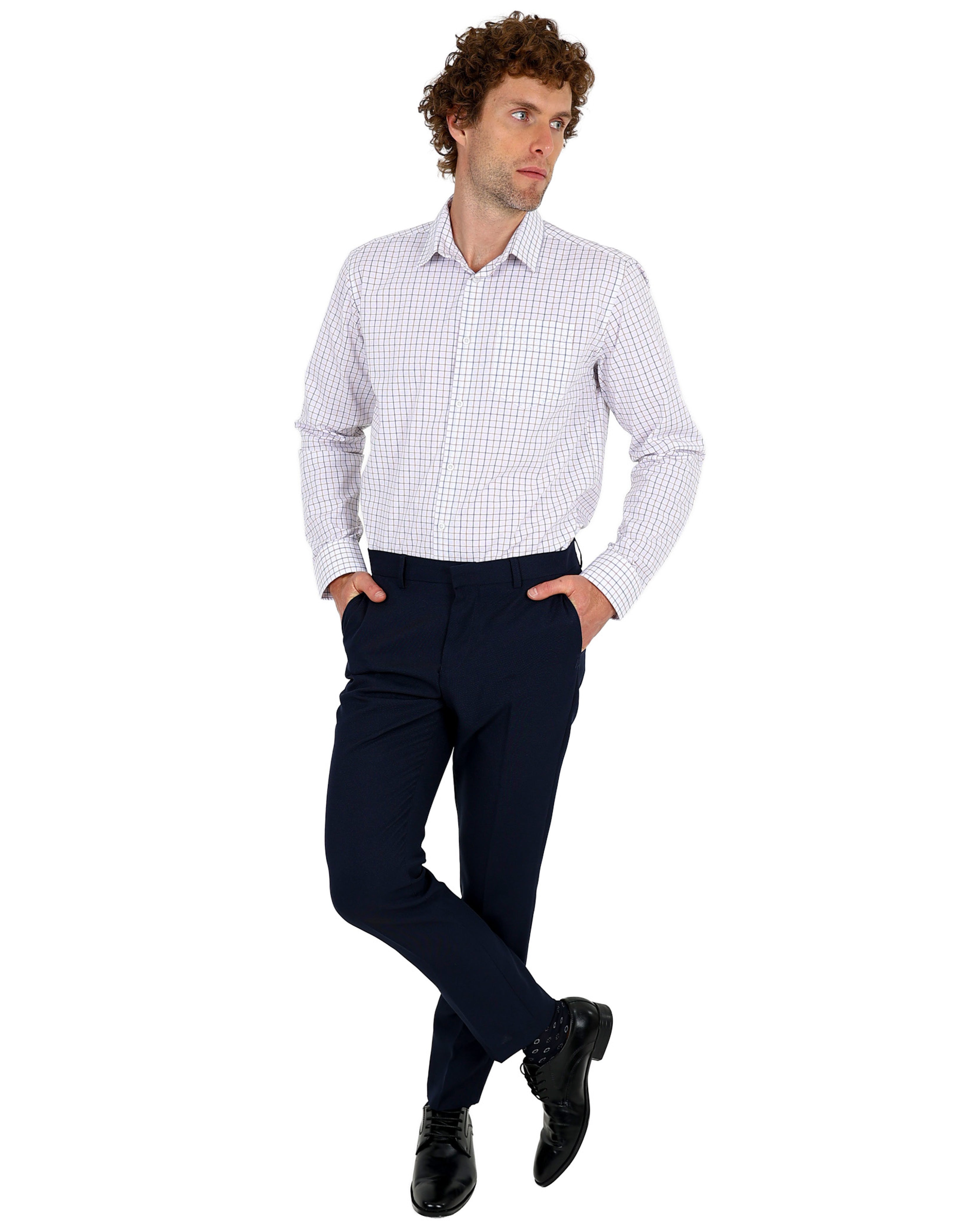 Stone Long Sleeve Yarndye Check Formal Shirt