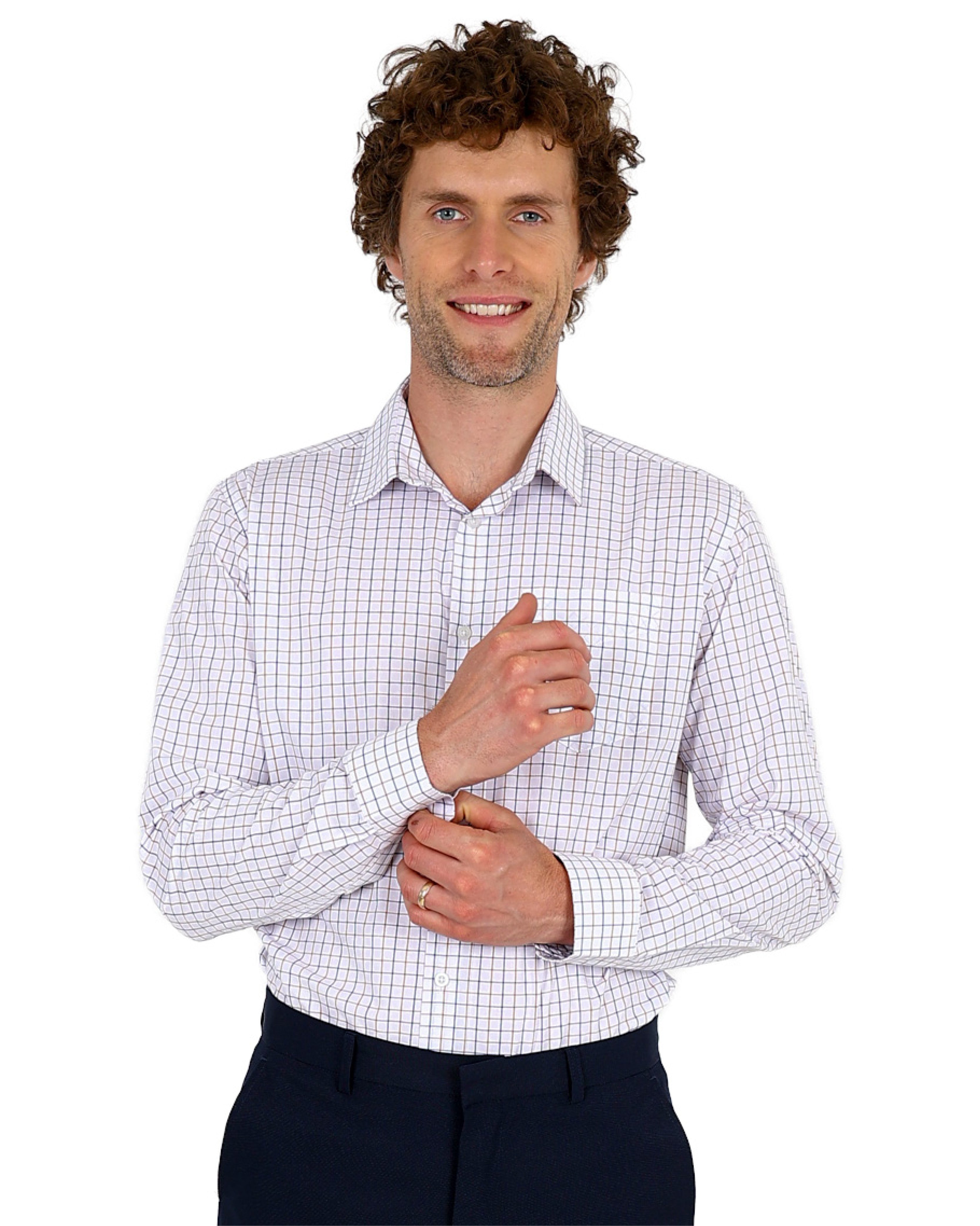 Stone Long Sleeve Yarndye Check Formal Shirt