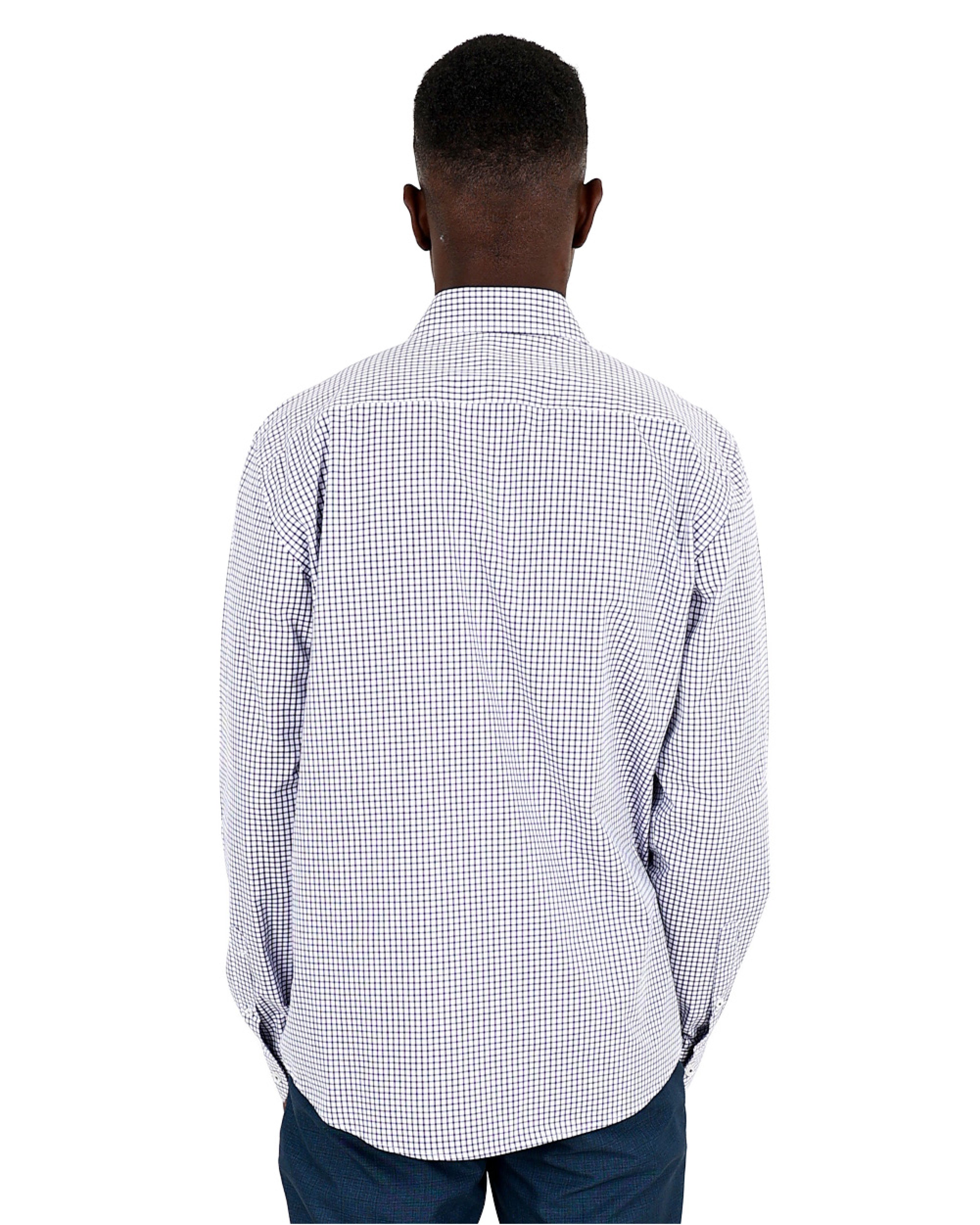 Navy & White Check Formal Shirt