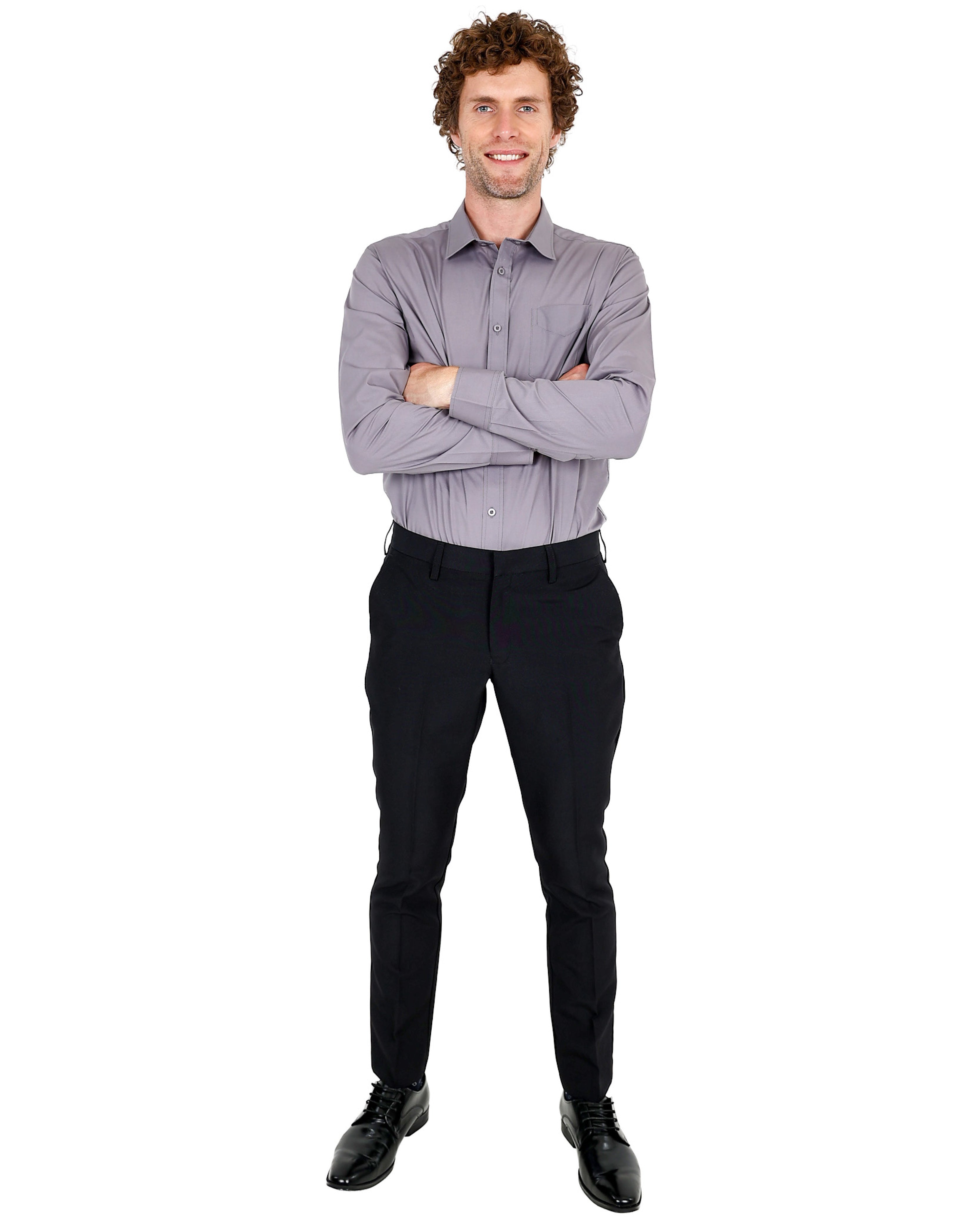 Grey Chambray Long Sleeve Classic Formal Shirt