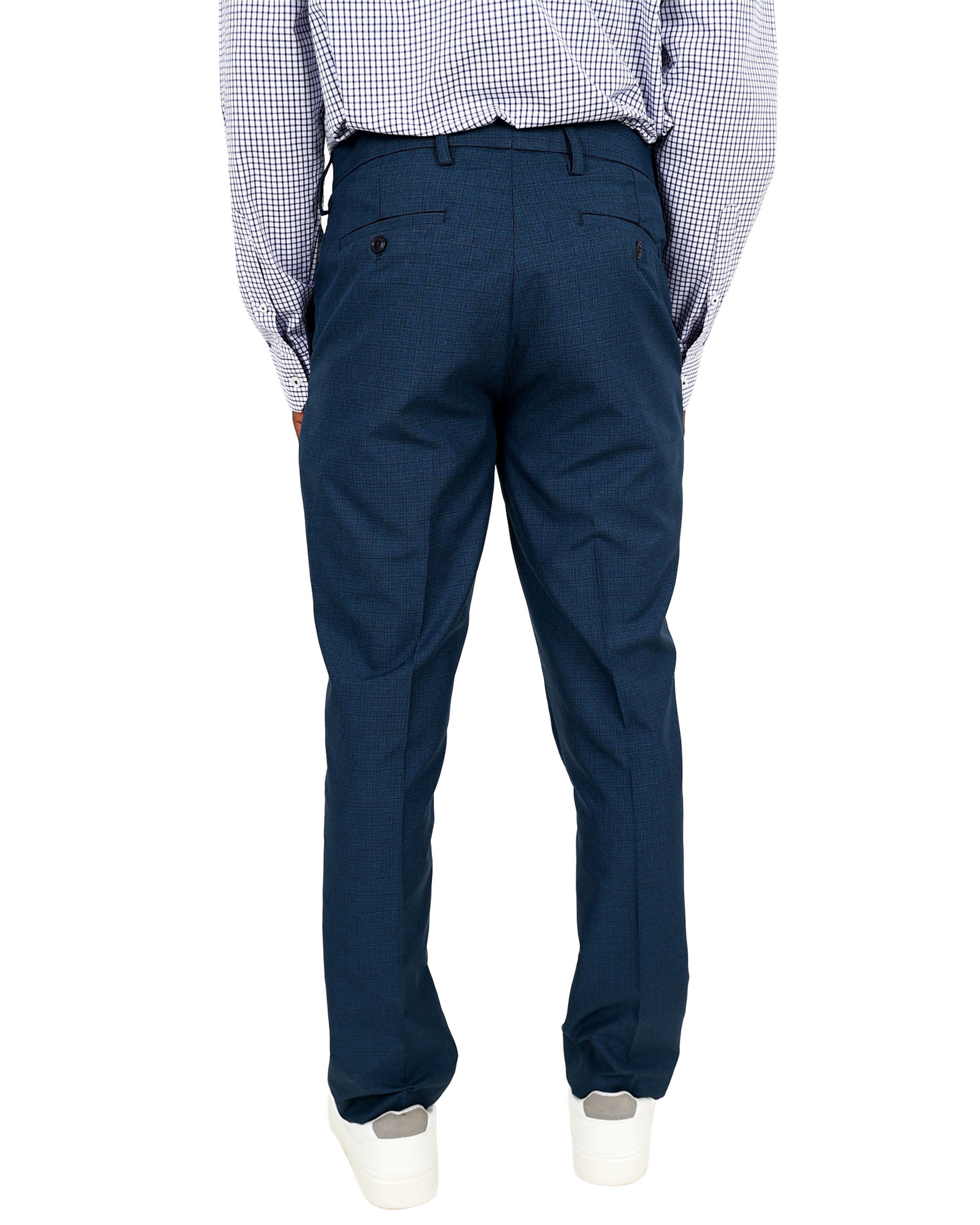 Navy Subtle Check Formal Slim Fit Trouser