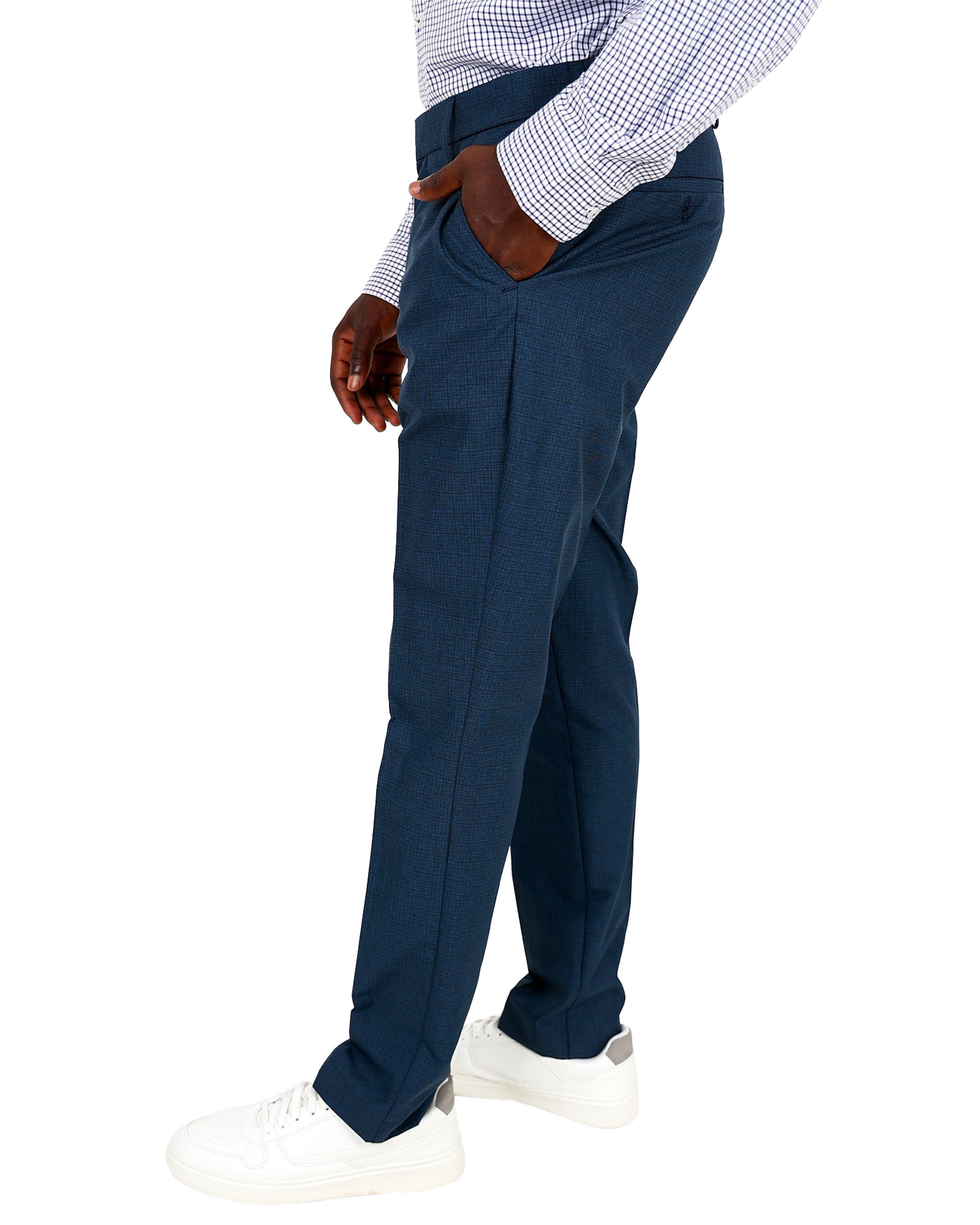 Navy Subtle Check Formal Slim Fit Trouser