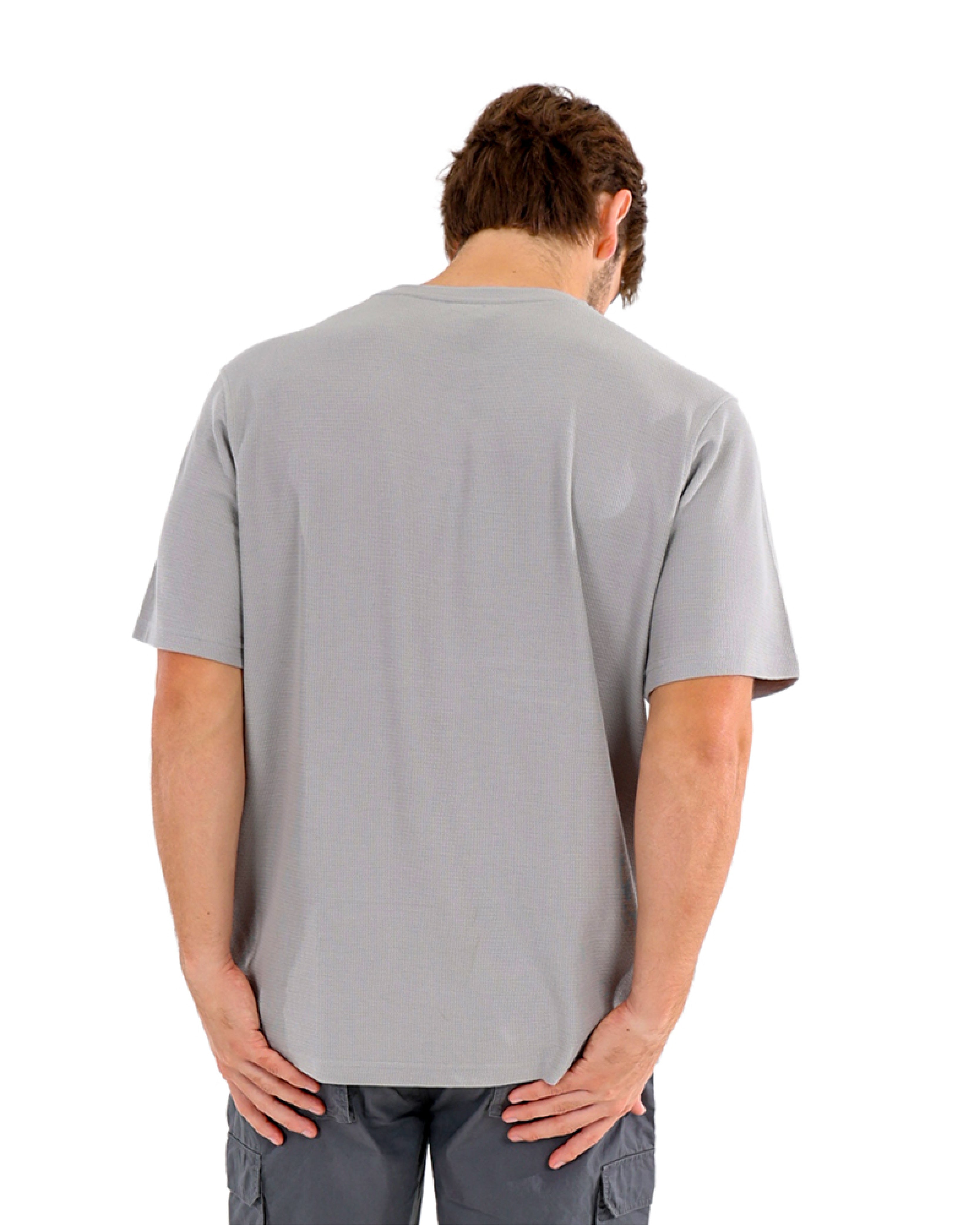 Short Sleeve Textured Grey Crew Neck T-Shirt