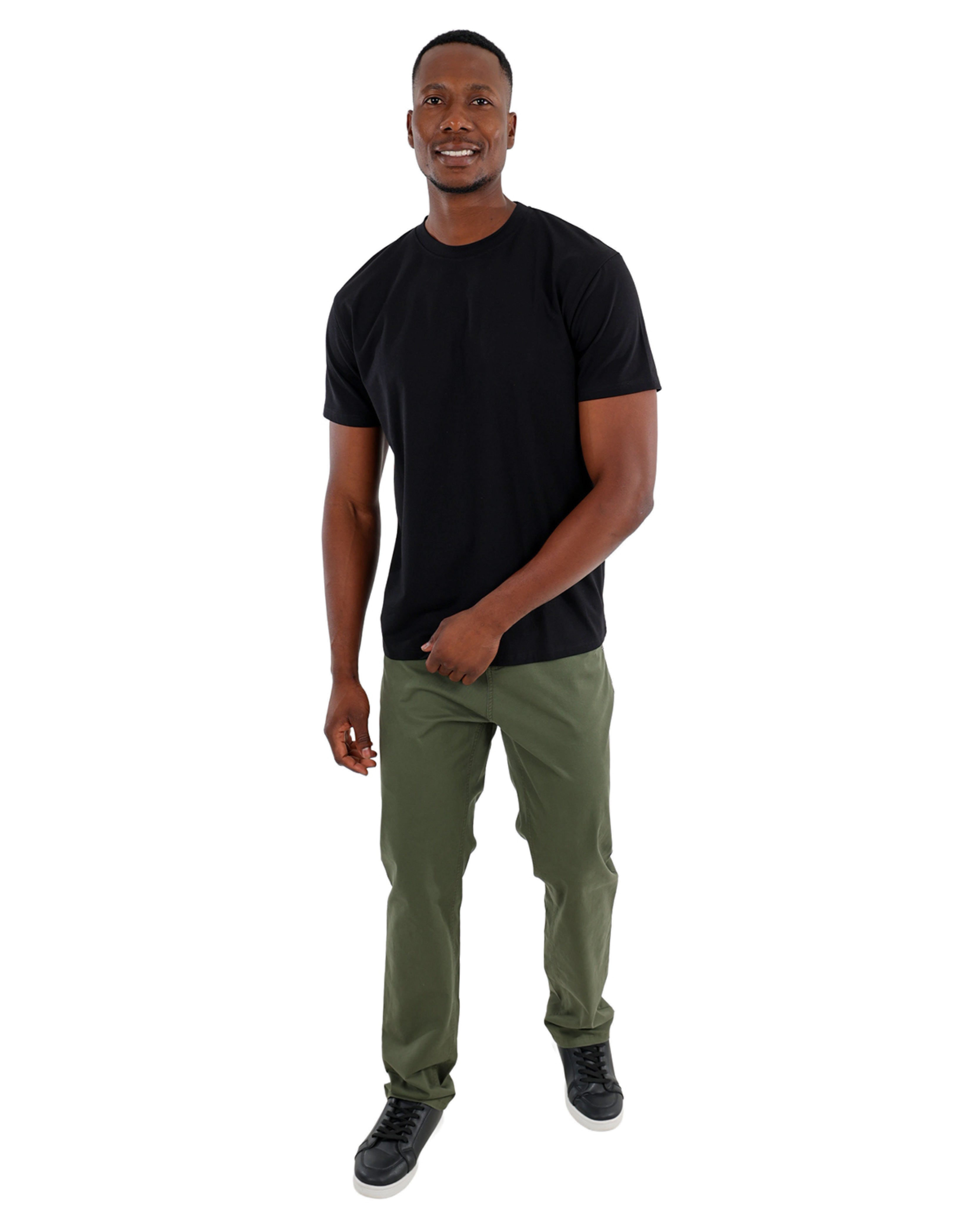 Stretch Cotton Tapered Fit Olive Chino