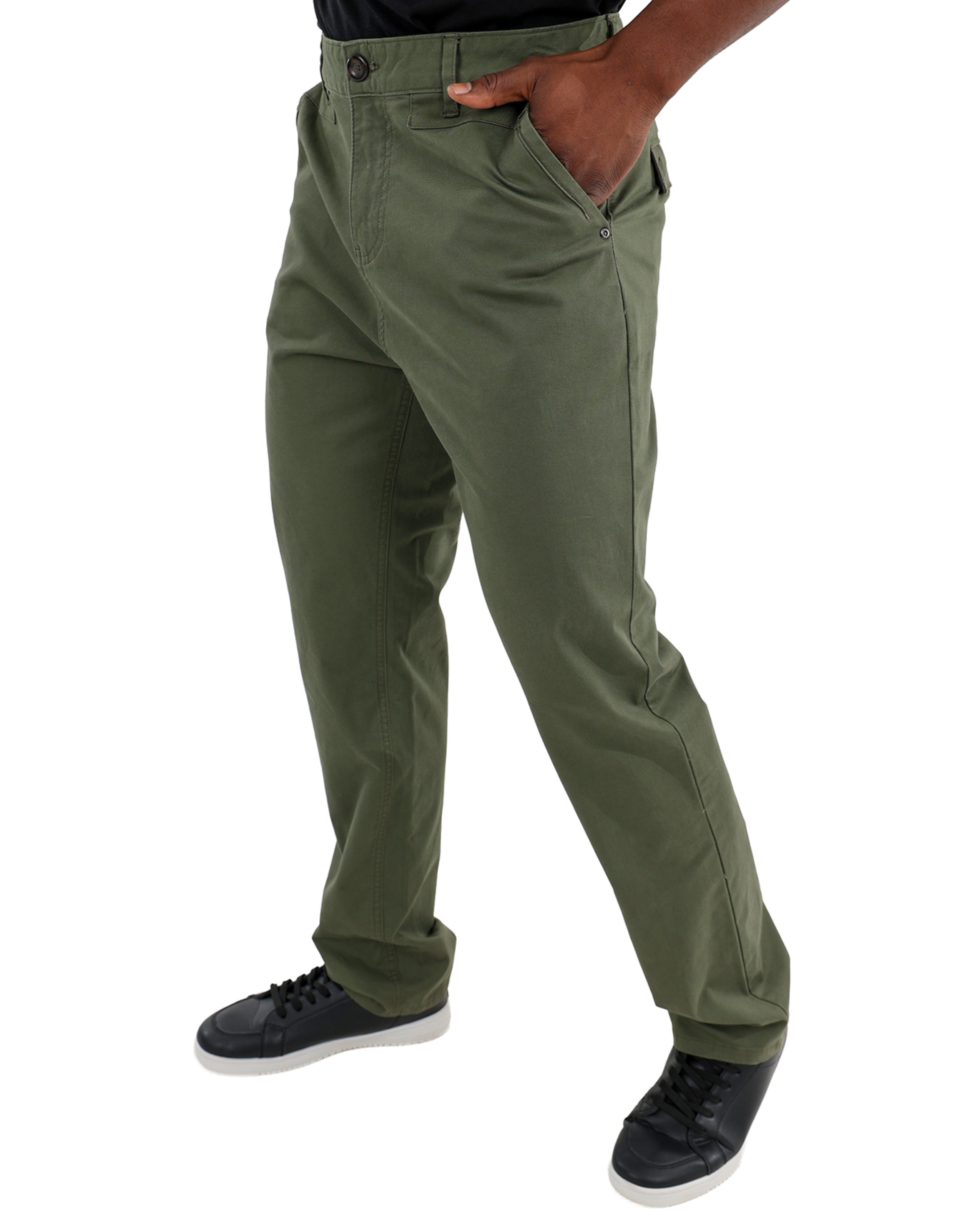 Stretch Cotton Tapered Fit Olive Chino
