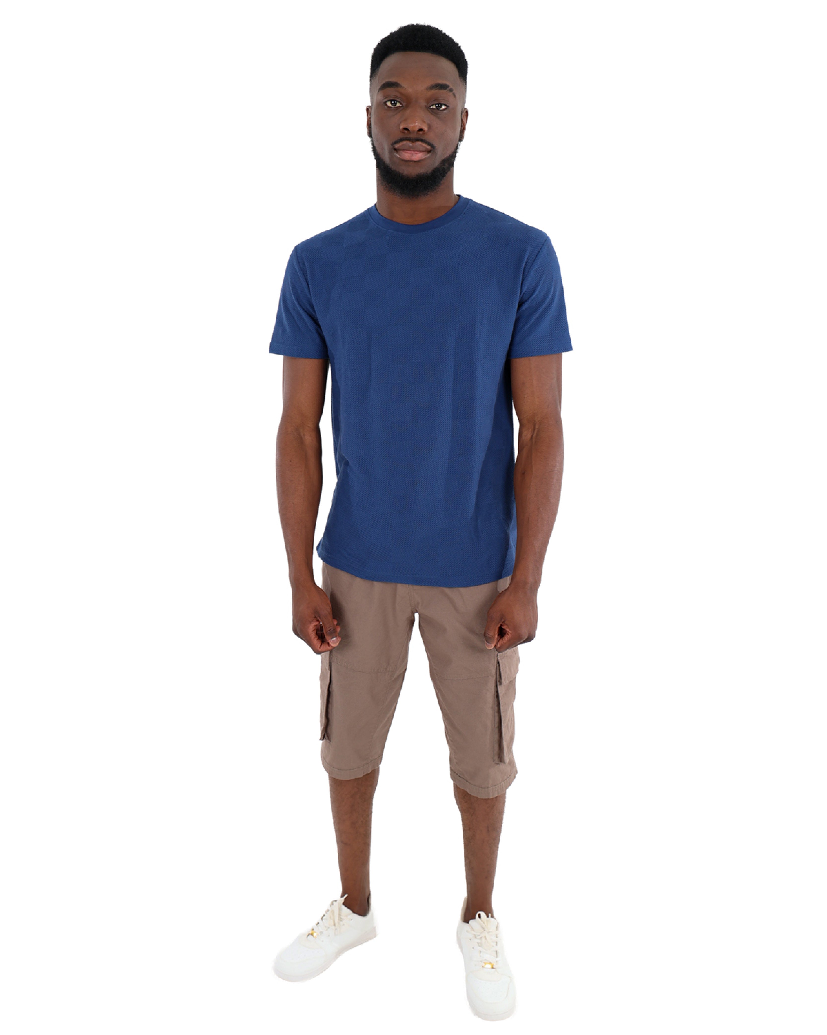 Short Sleeve Petrol Jacquard T-Shirt