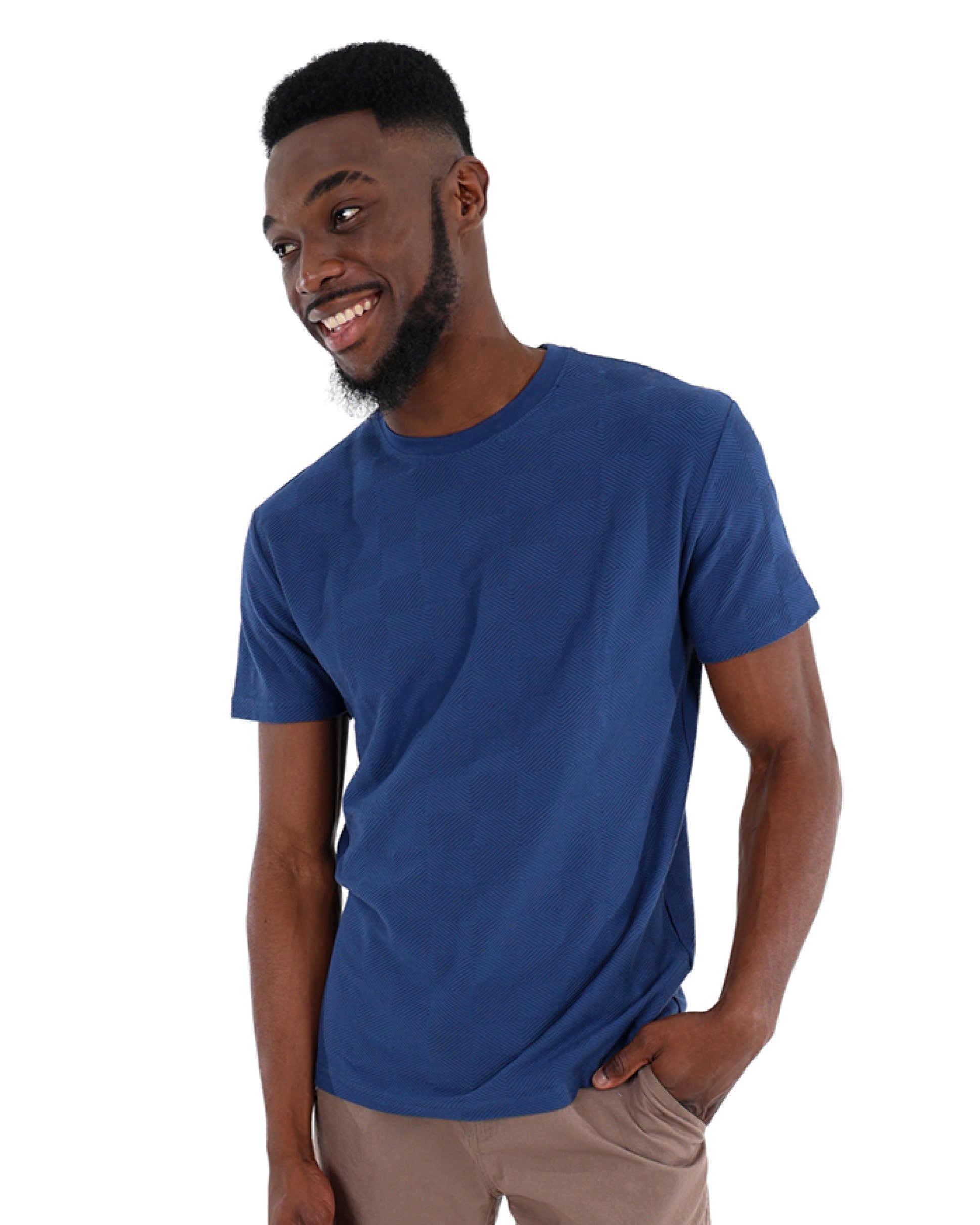 Short Sleeve Petrol Jacquard T-Shirt