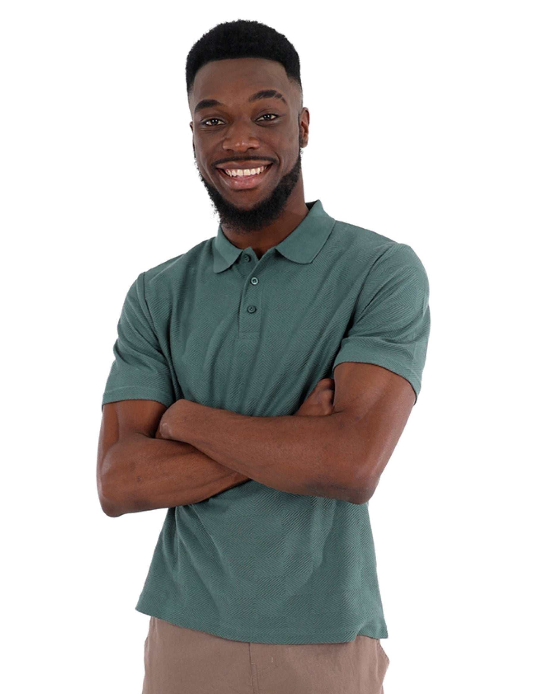 Short Sleeve Jacquard Sage Golfer