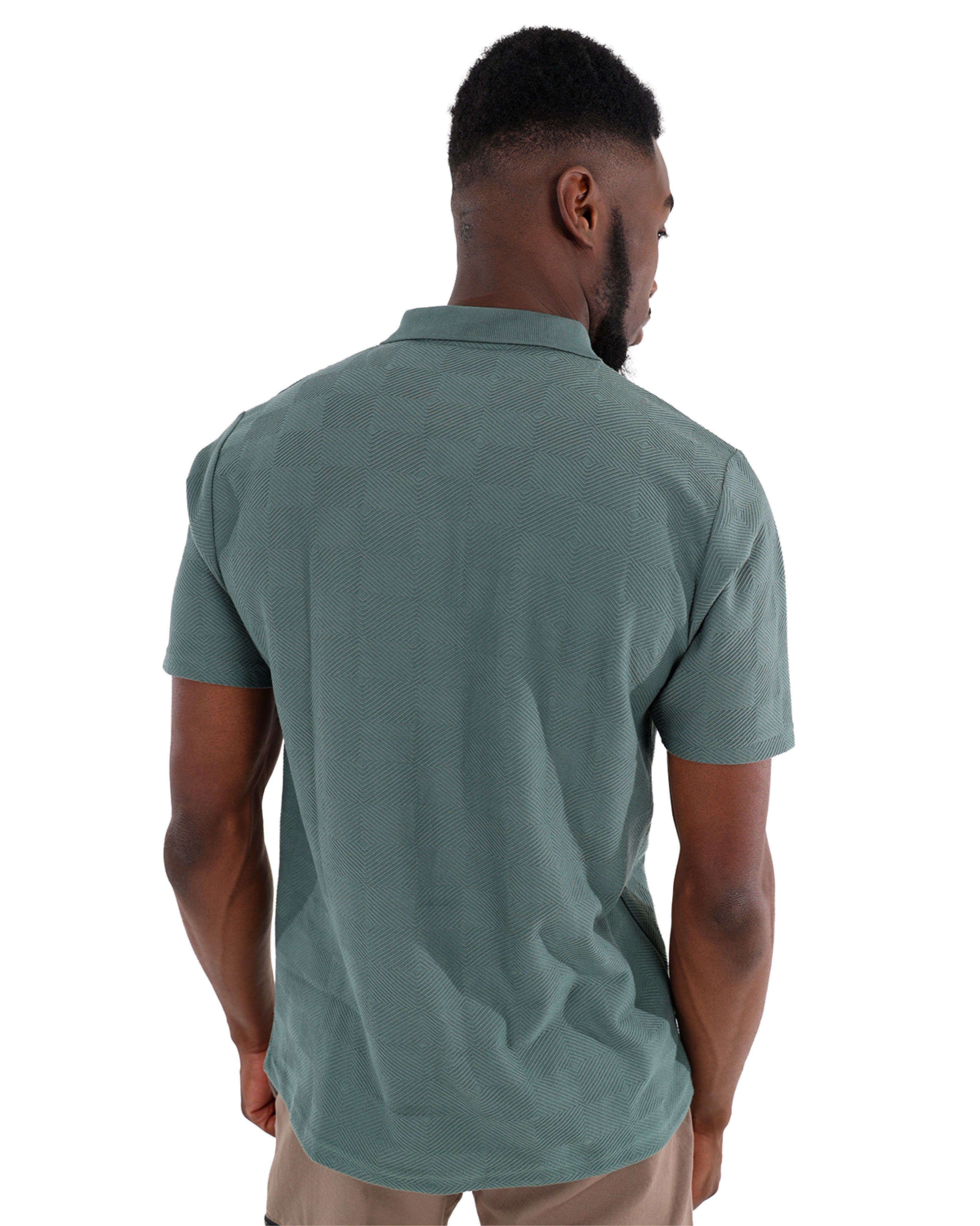 Short Sleeve Jacquard Sage Golfer
