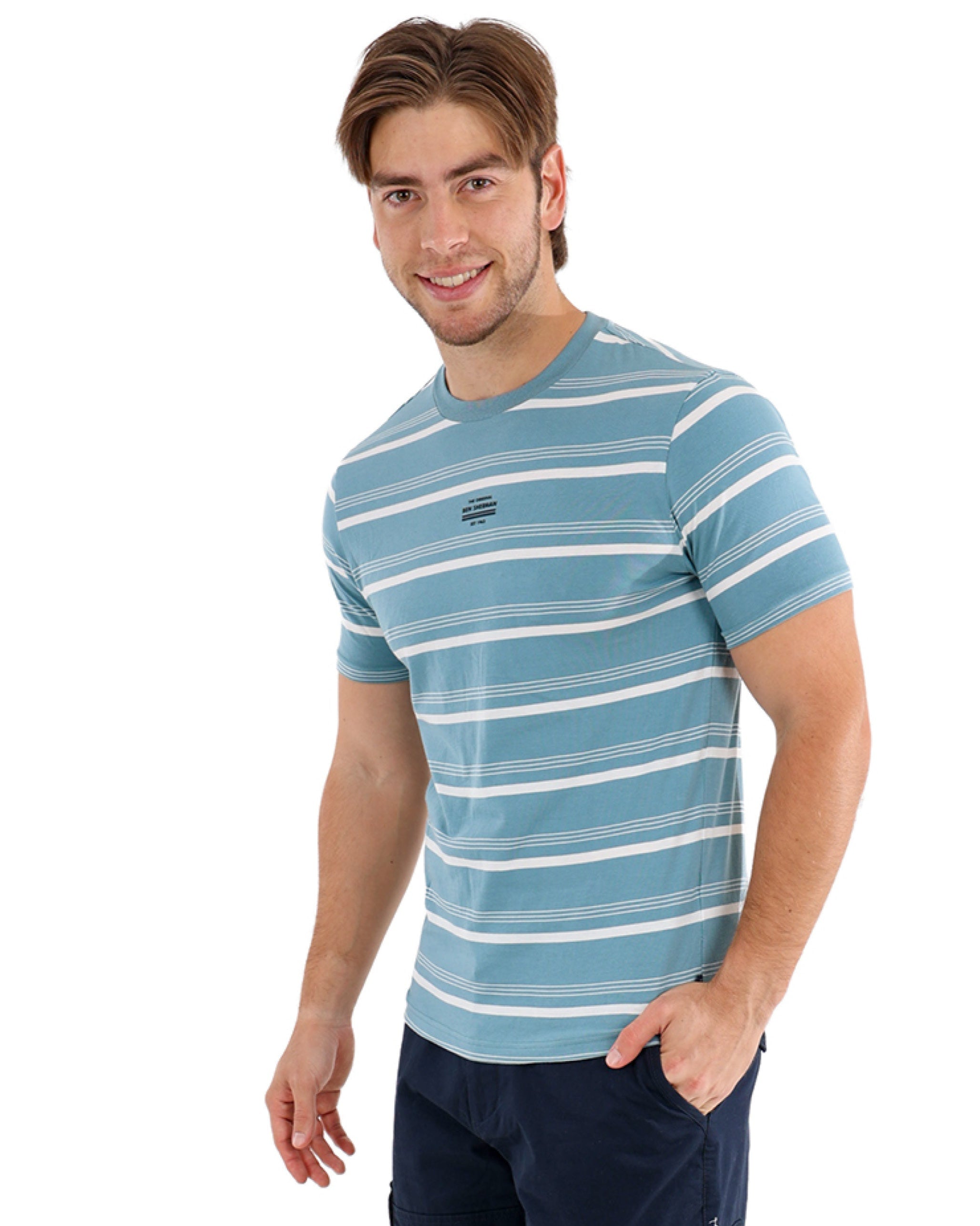Short Sleeve Striped Cotton T-Shirt