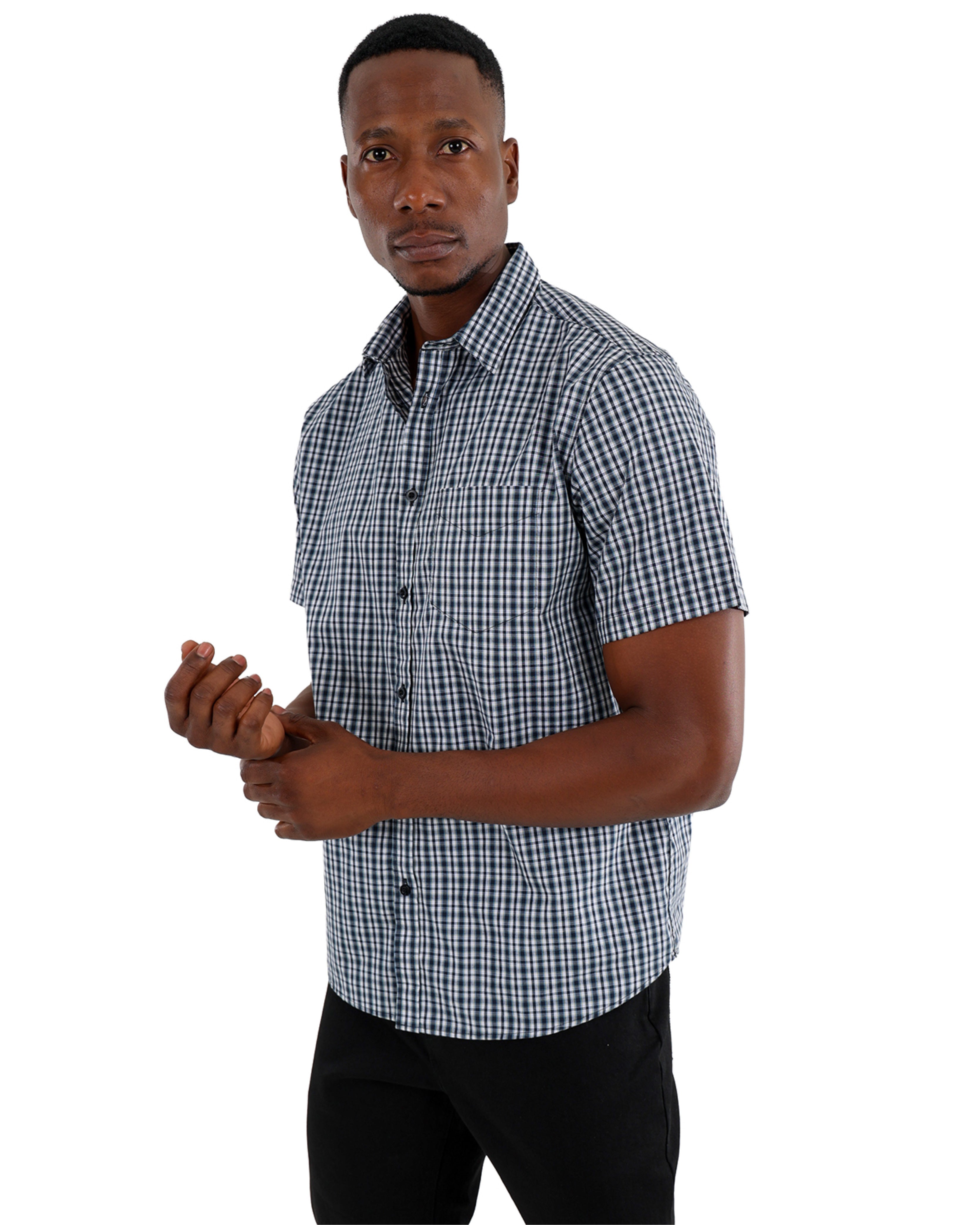 Short Sleeve Navy Check Shirt