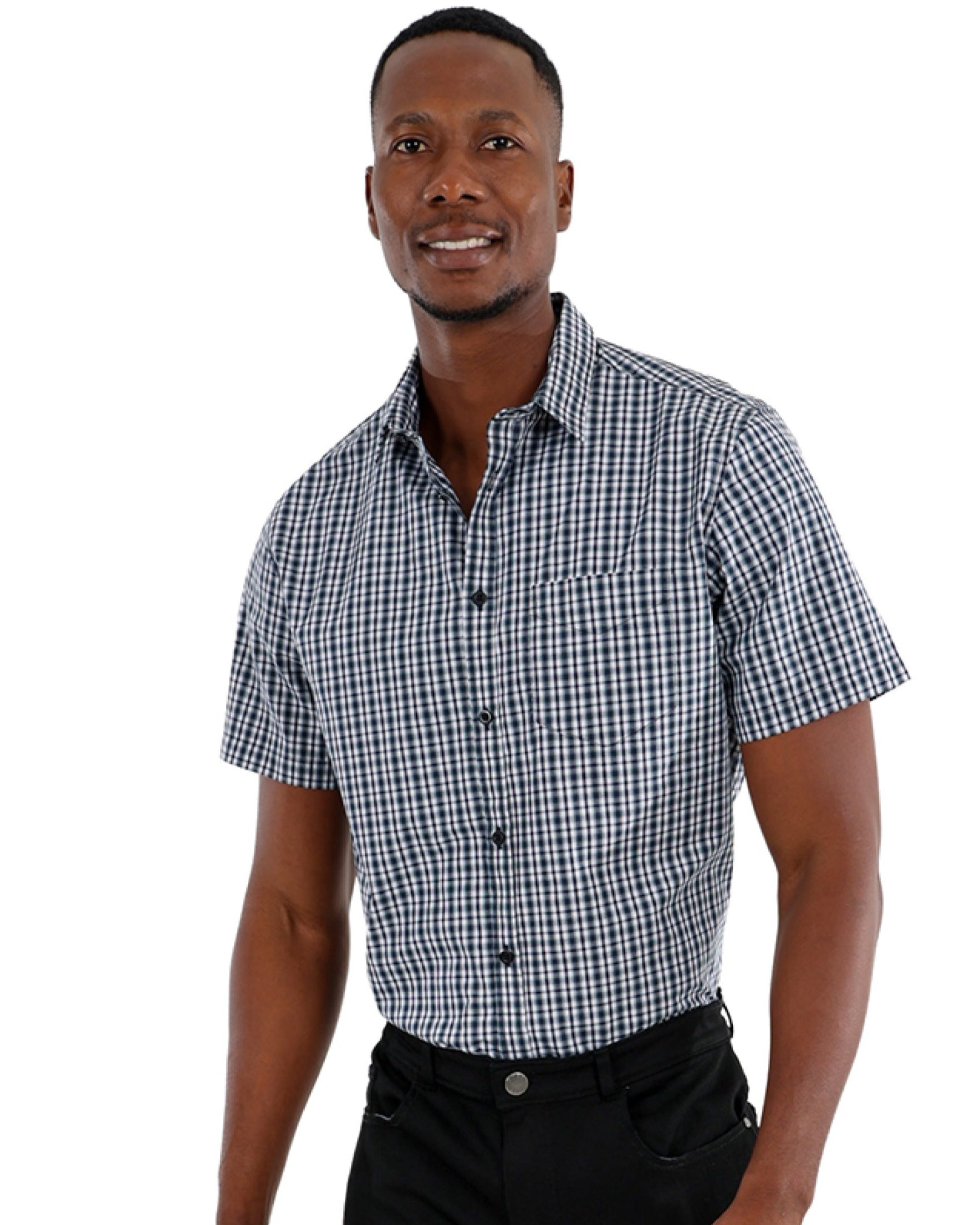 Short Sleeve Navy Check Shirt
