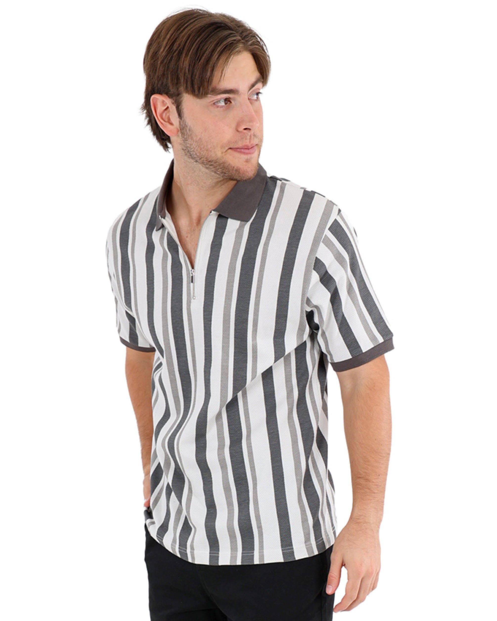 Short Sleeve Vertical Stripe Cotton Golfer
