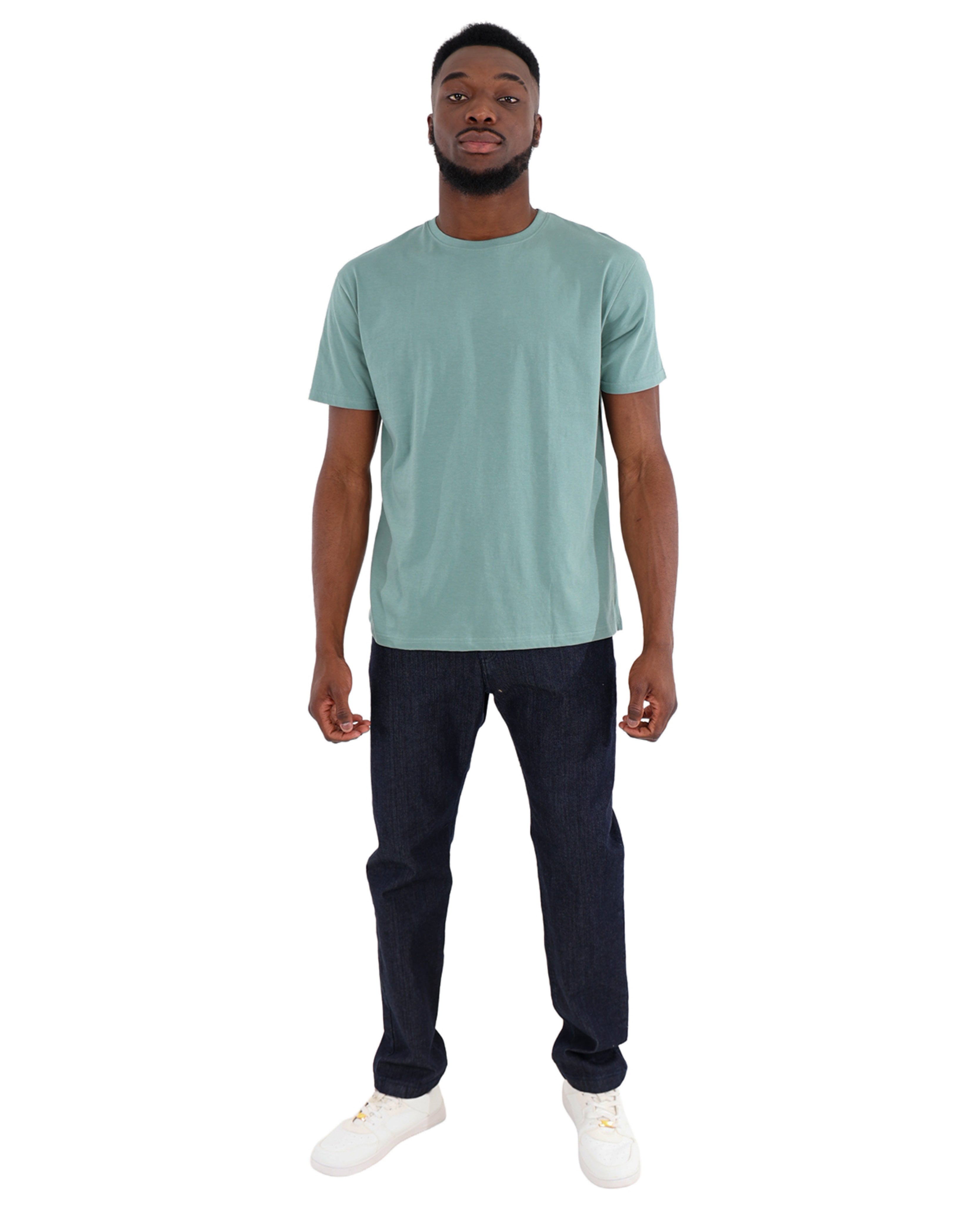 Short Sleeve Textured Sage Crew Neck T-Shirt