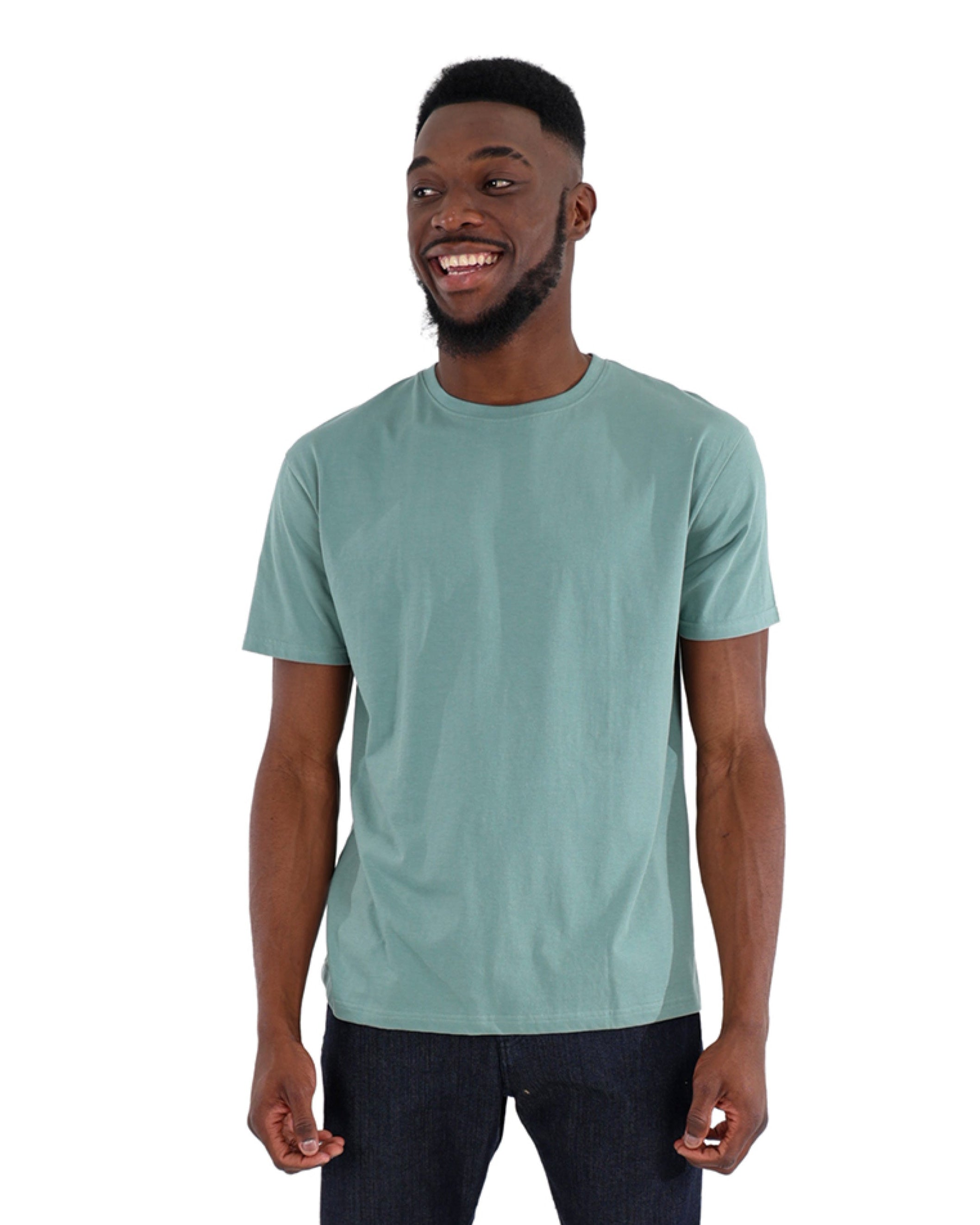 Short Sleeve Textured Sage Crew Neck T-Shirt
