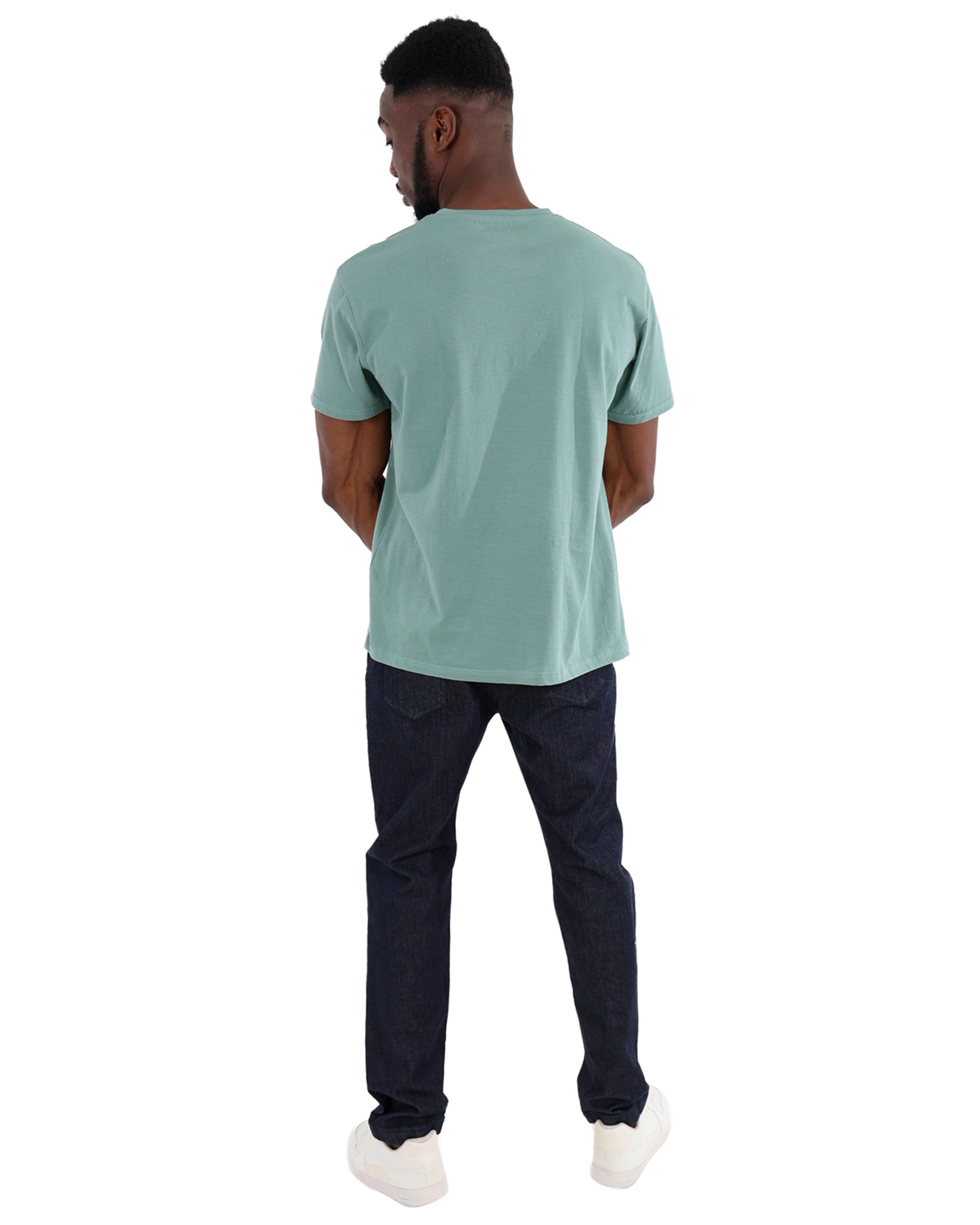 Short Sleeve Textured Sage Crew Neck T-Shirt