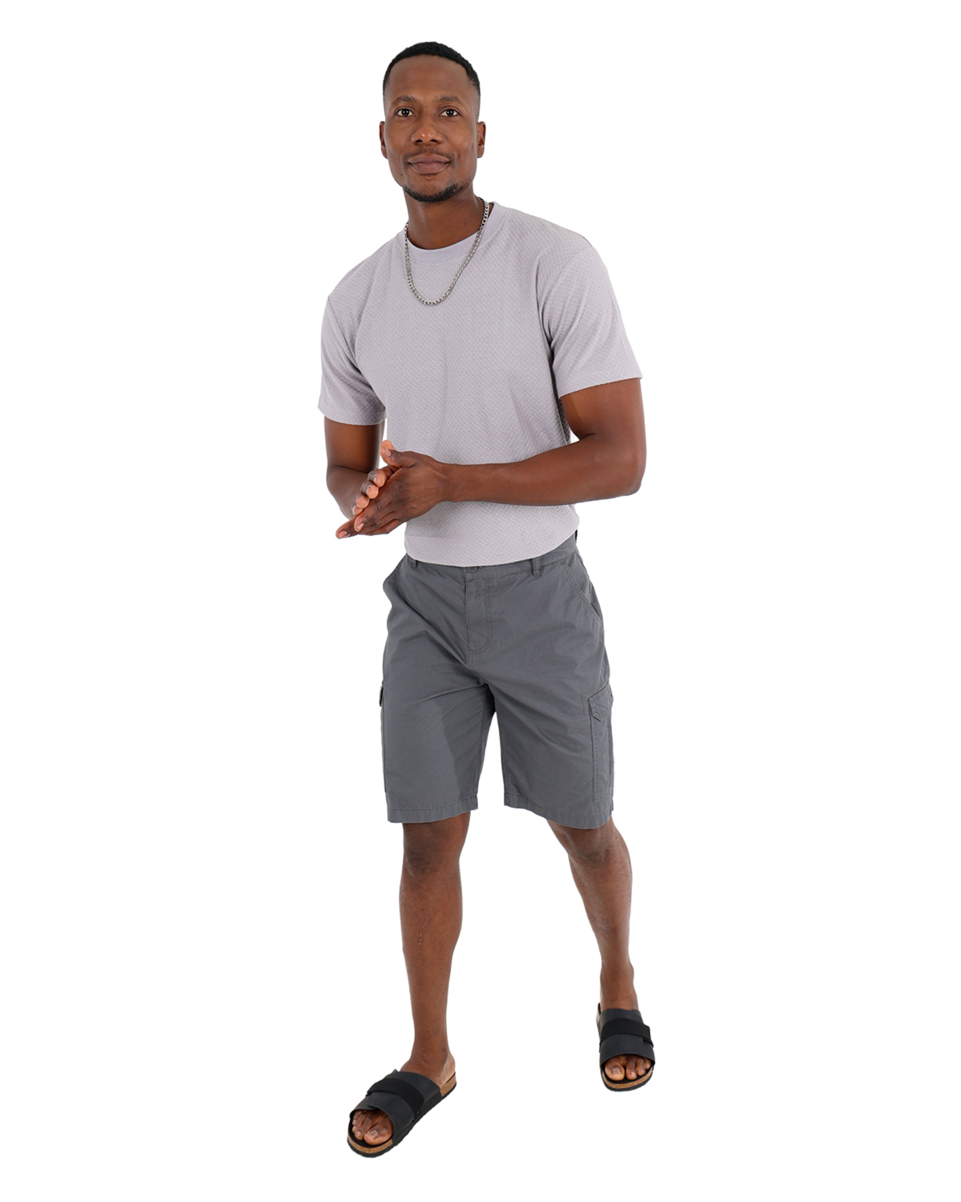 Cotton Twill Charcoal Cargo Shorts