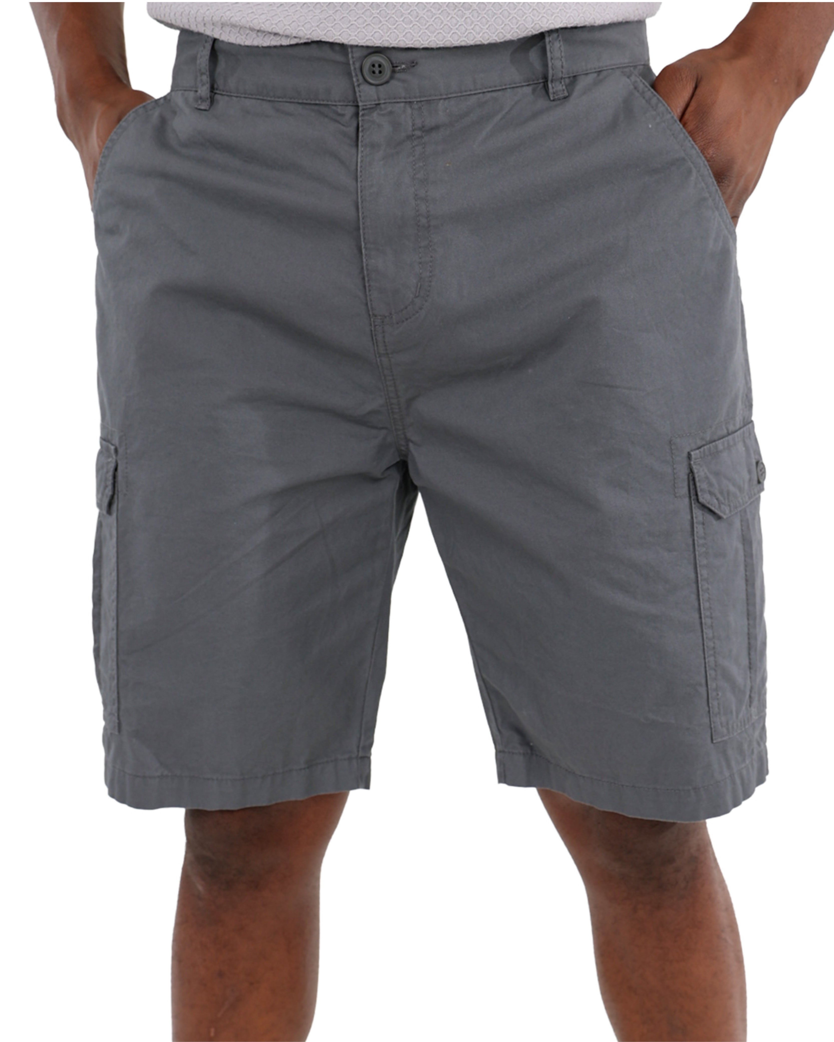 Cotton Twill Charcoal Cargo Shorts