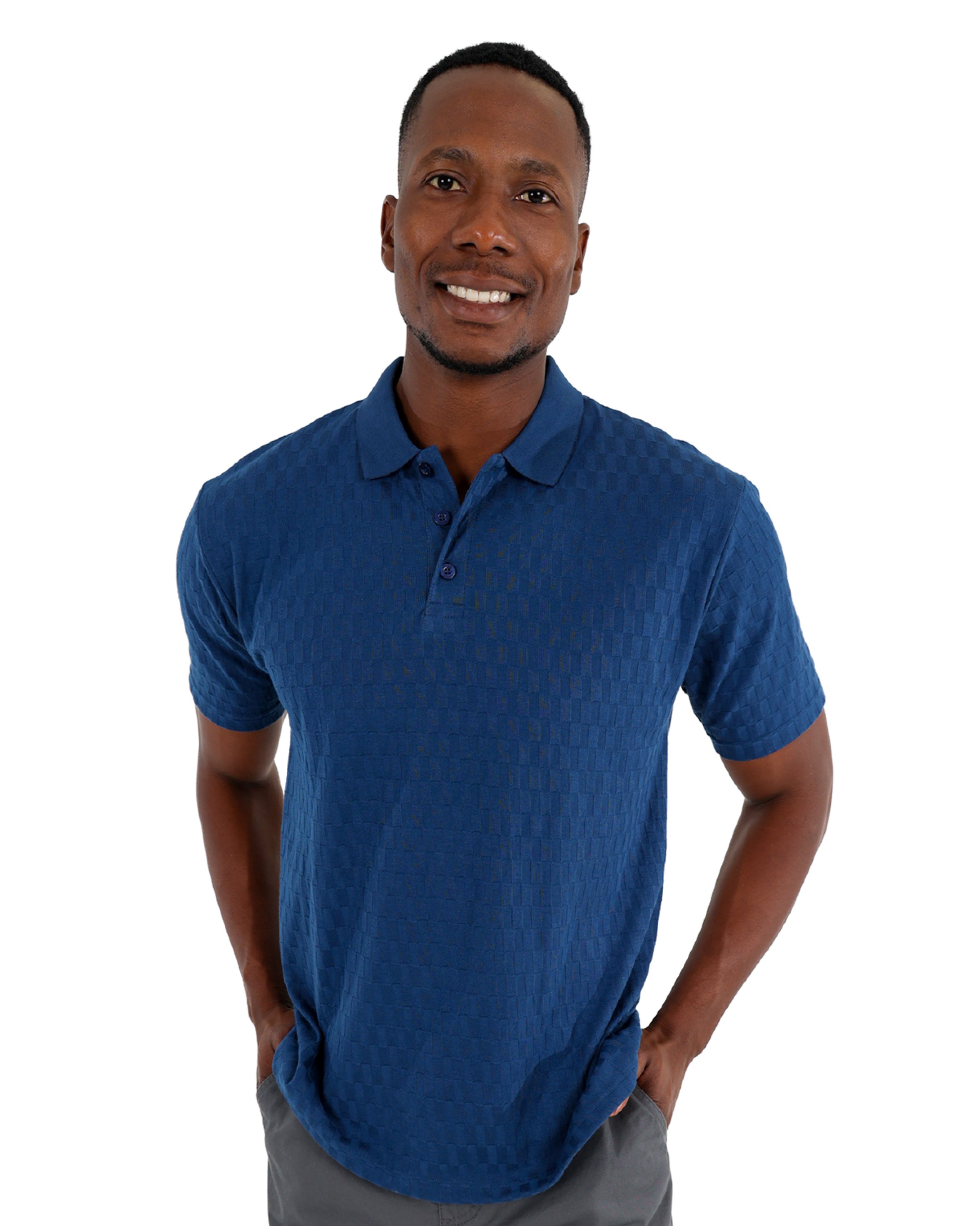Short Sleeve Jacquard Petrol Golfer