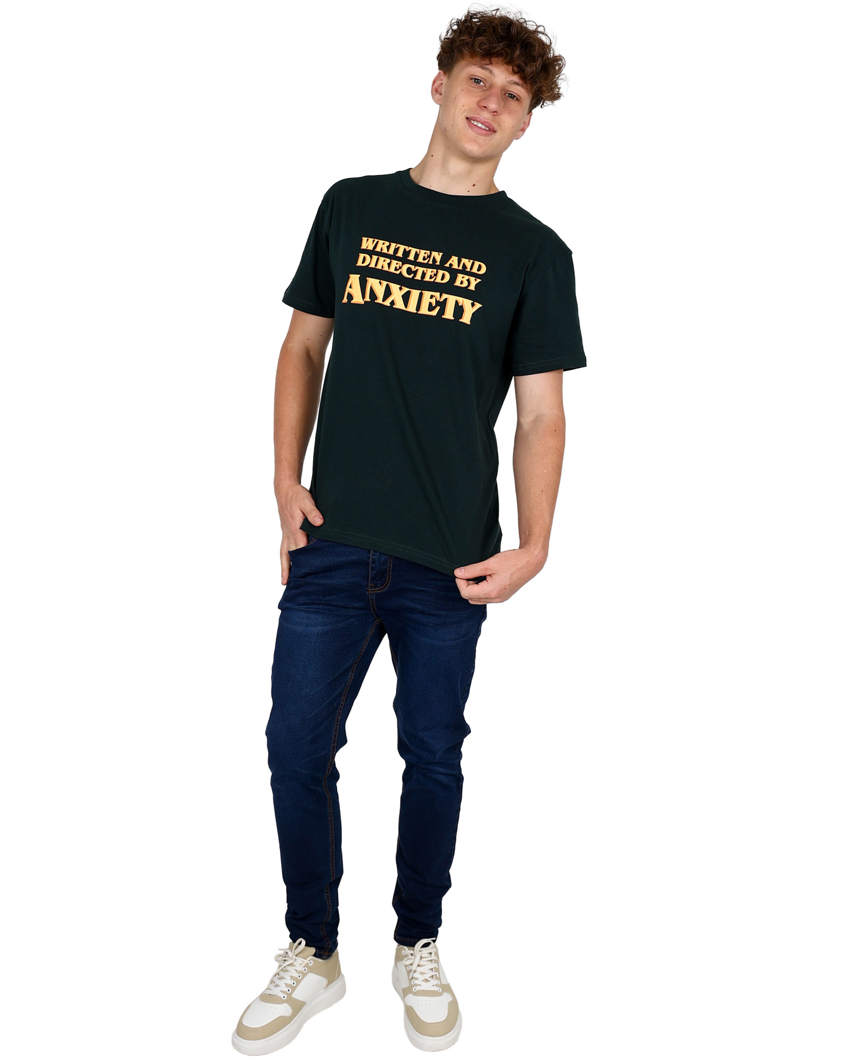 Short Sleeve Green "Anxiety" Graphic T-Shirt